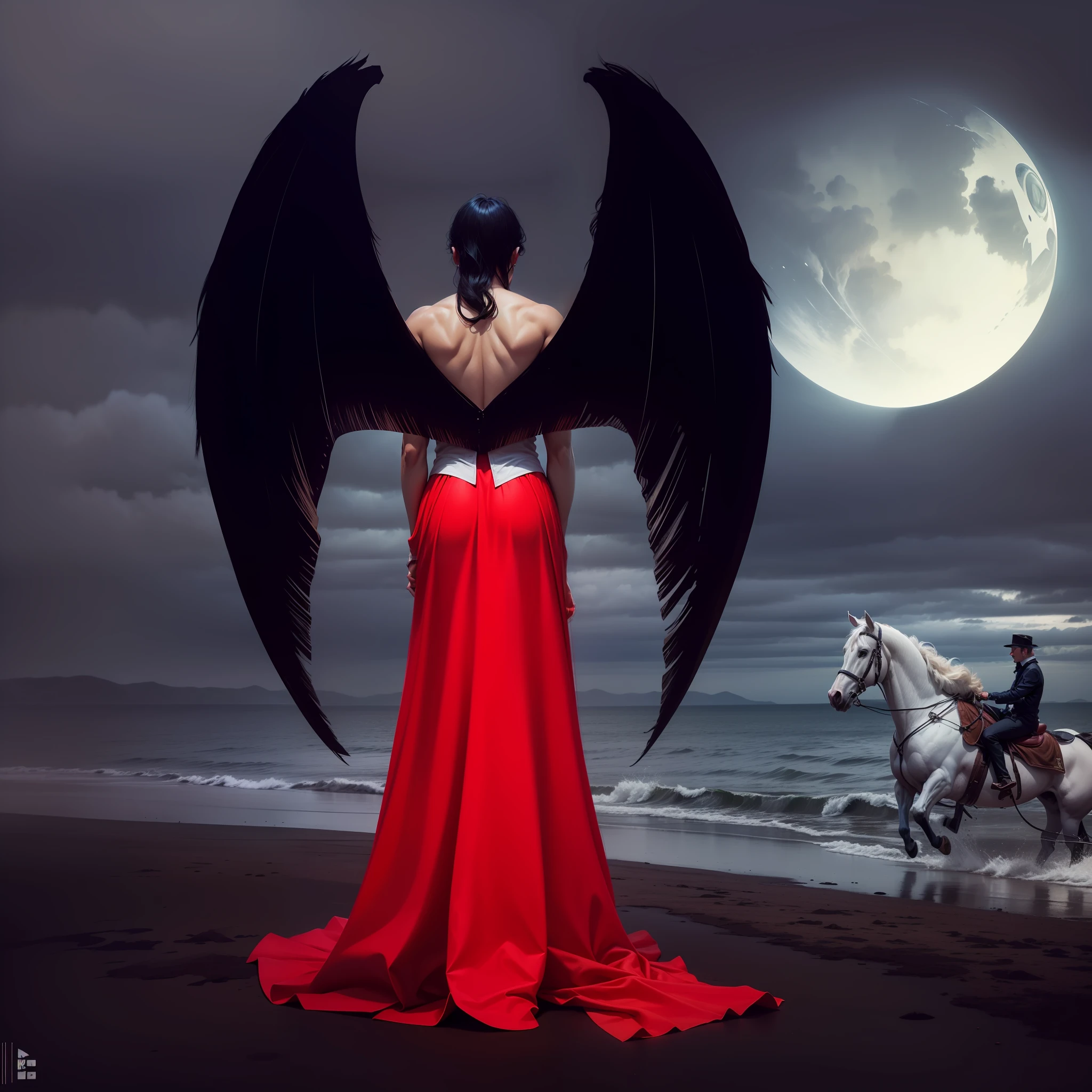 Add a man on a white horse wearing white clothes Do not change anything at the image --auto