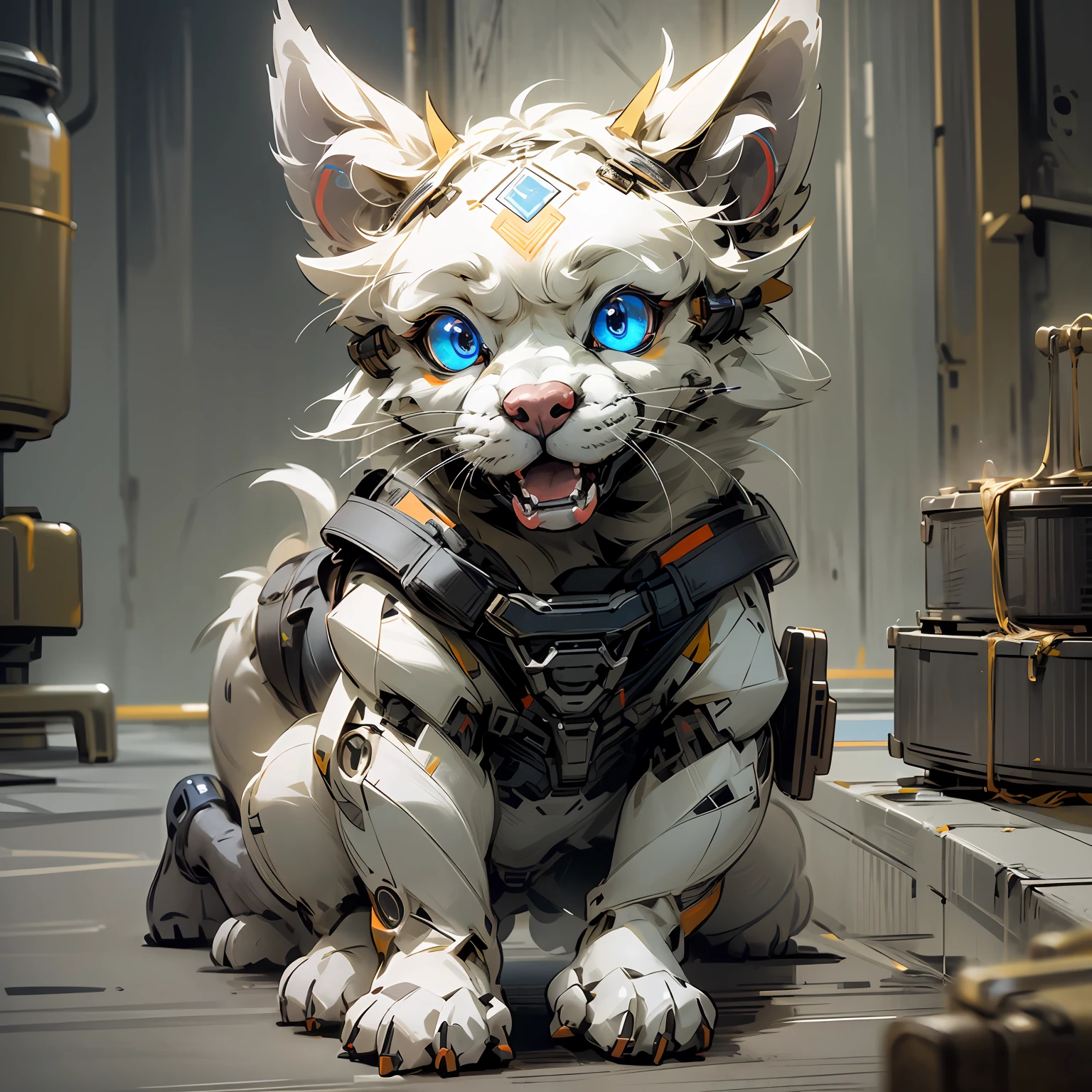 Mechanical cat white anthropomorphic --auto