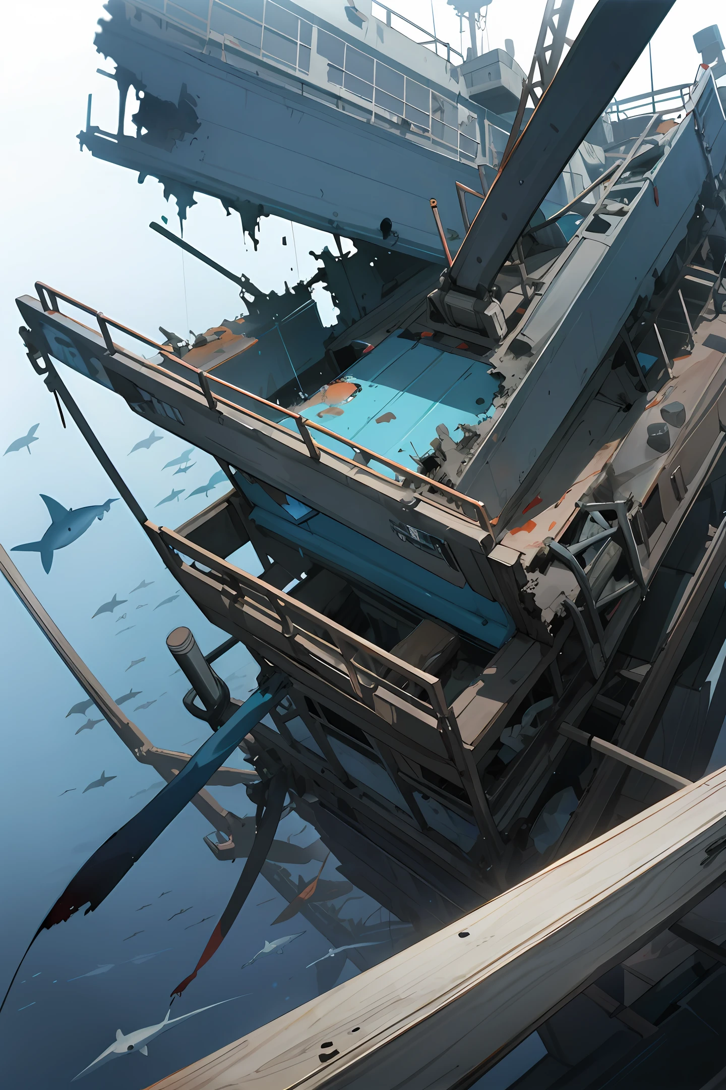 Deep sea mechanical shark wreck