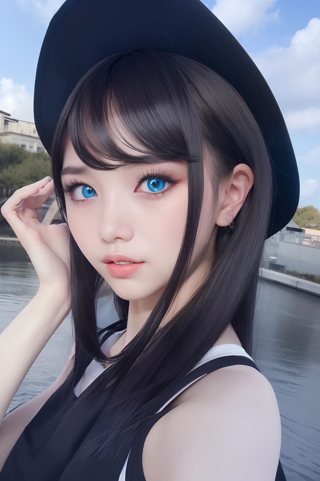 Ya Night Sky is a young girl with long thick black hair，She has bright and smart blue eyes。Her complexion is pale，The body is slender and well-proportioned。Night Sky likes to wear black，It is often paired with a hat with a star pattern。