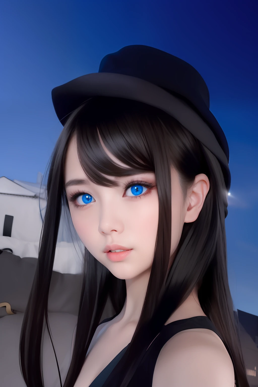 Ya Night Sky is a young girl with long thick black hair,She has bright and smart blue eyes。Her complexion is pale,The body is slender and well-proportioned。Night Sky likes to wear black,It is often paired with a hat with a star pattern。