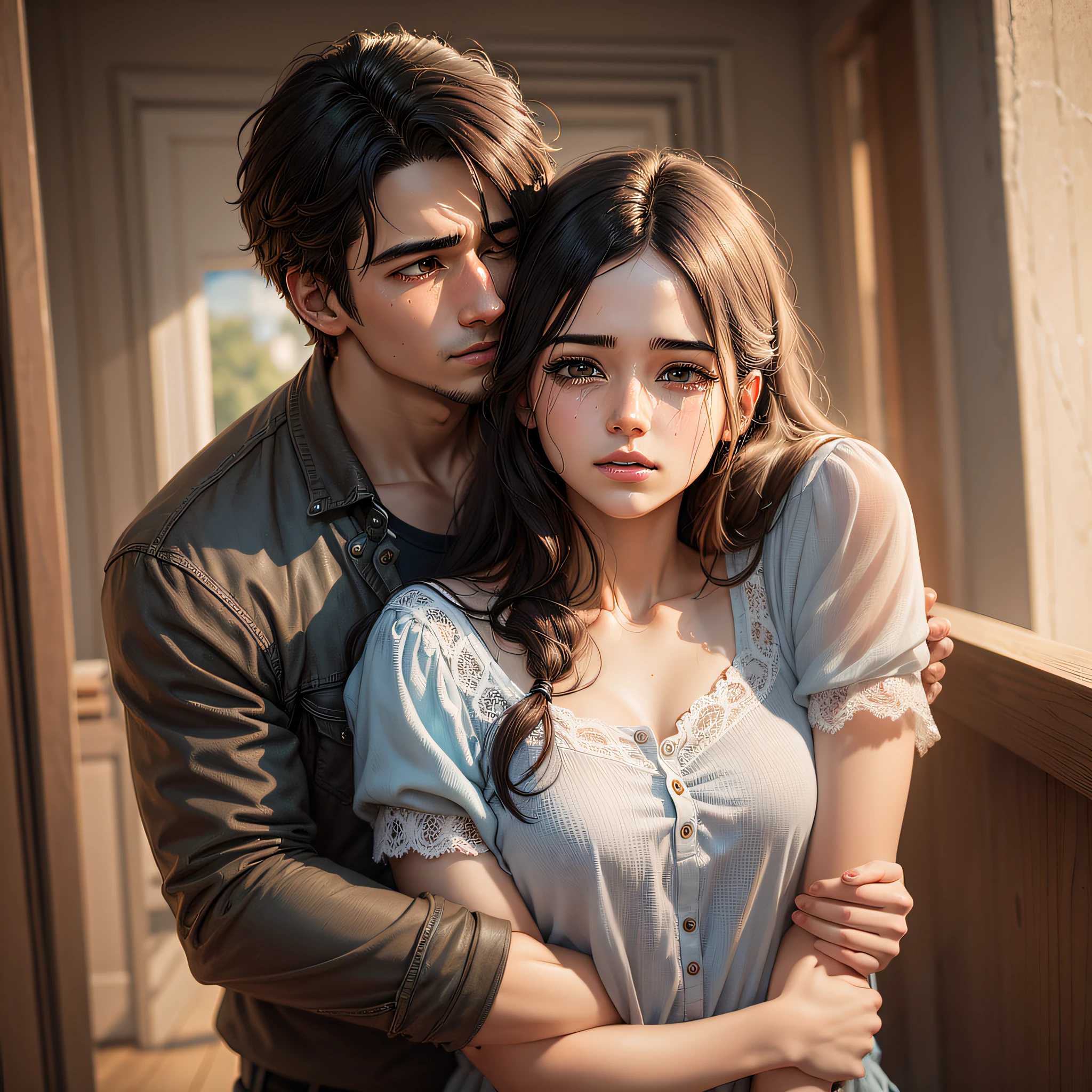 They posed together in the hallway for photos, Range Murata and Artgerm, Guviz-style artwork, Makoto Shinkai and Artgerm, WLOP and Sakimichan, realistic art style, 3 d anime realistic, sakimichan and frank franzzeta, Masayoshi Suto and artgerm
