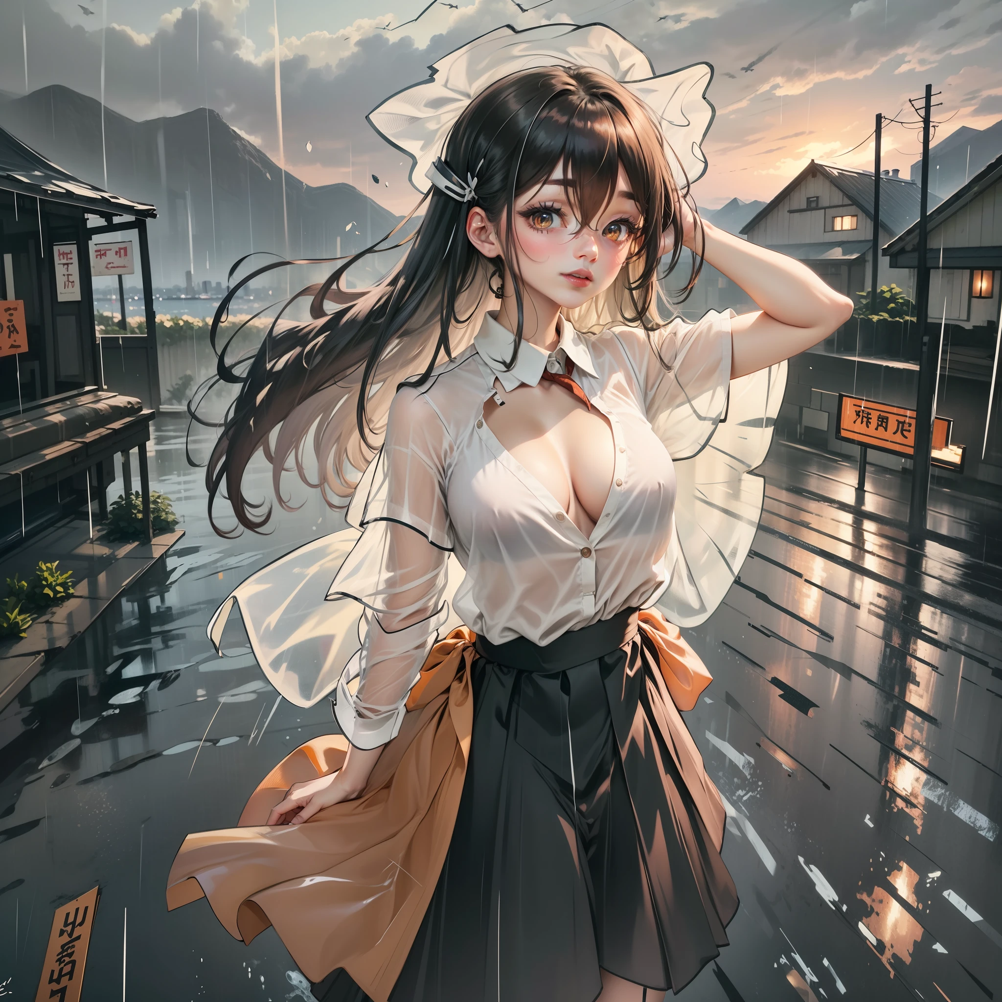 E cup,Sheer white shirt