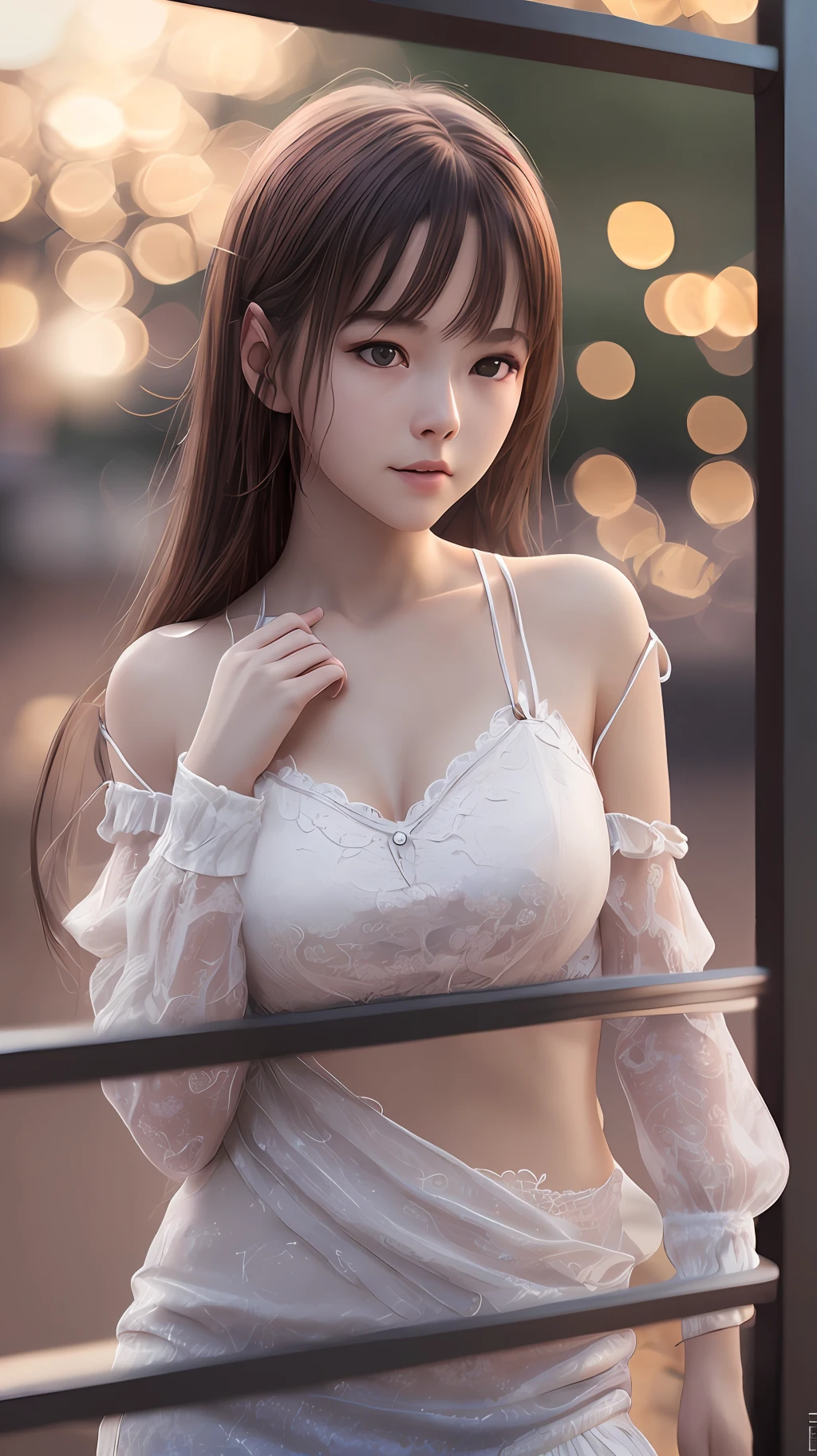 (8k, RAW photo, best quality, masterpiece: 1.2), (realistic, photo-realistic: 1.37), ((best quality)), ultra high res, extremely detailed CG 8k wallpaper unit, physically-based rendering, cinematic lighting, full body, (bokeh: 1.4), (((1girl)), (oval face), closed face