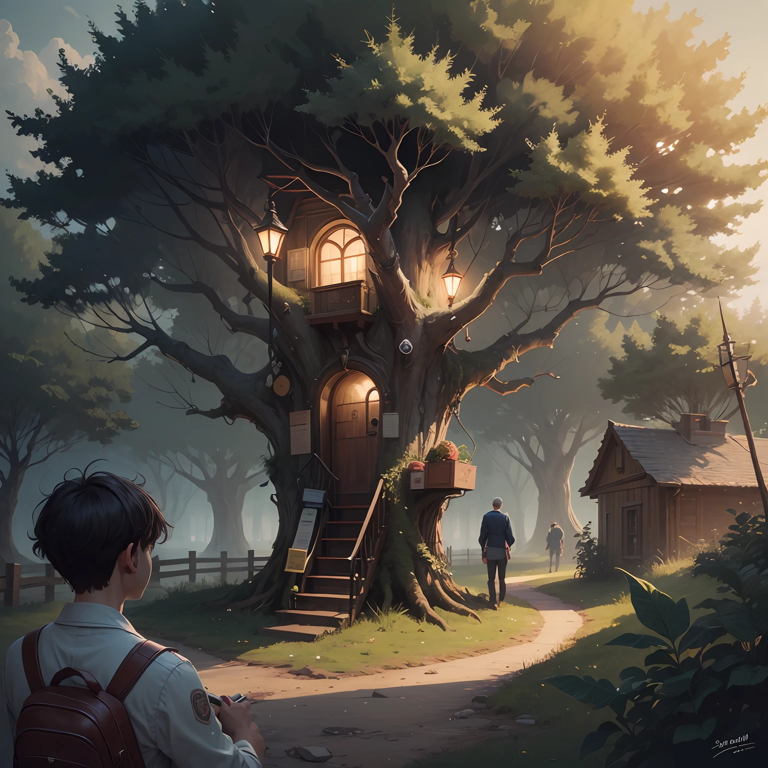 AD ADULT MAN IN FRONT OF TREE
