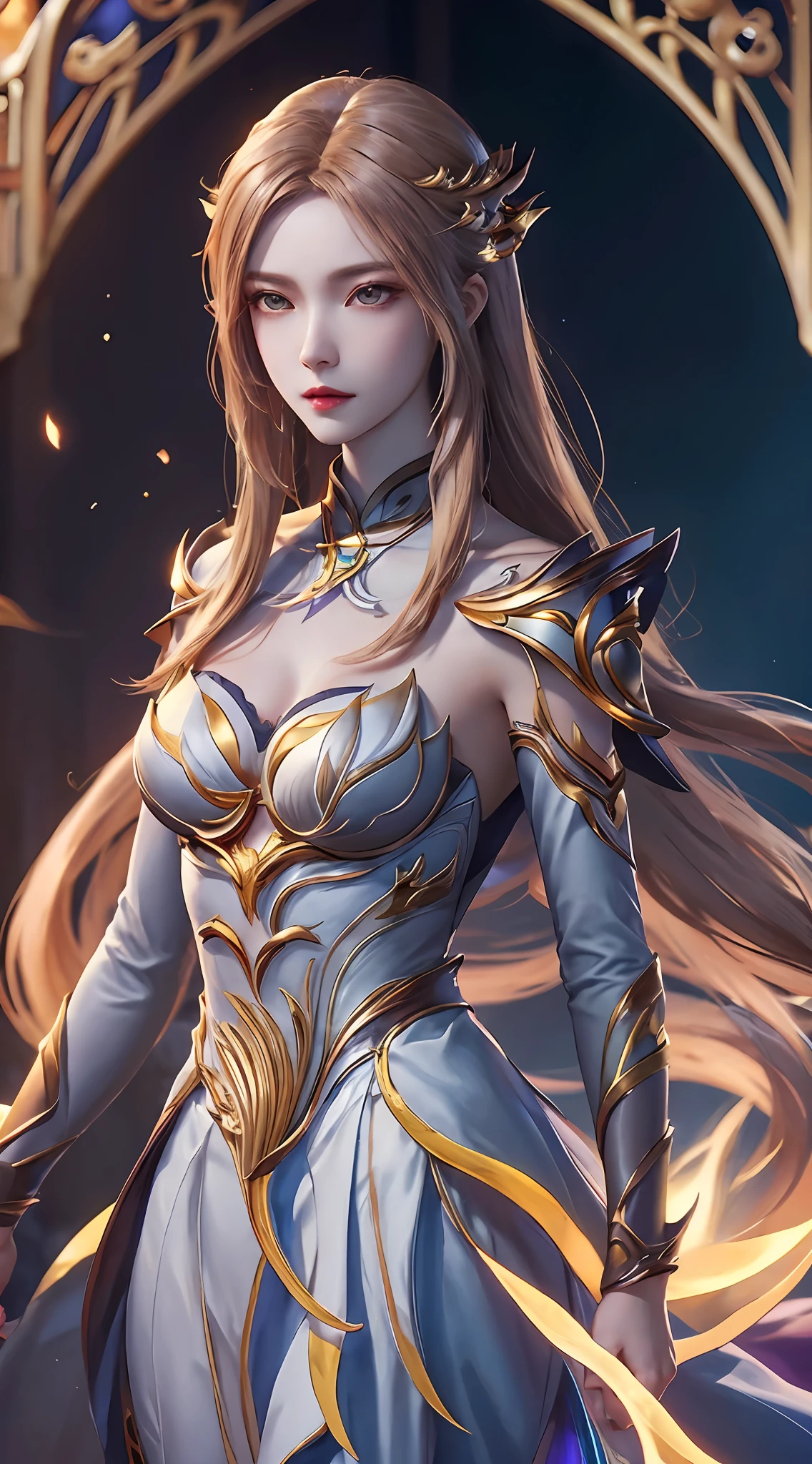 anime - style image of a woman in a white dress with long hair, full body xianxia, goddess. extremely high detail, trending on cgstation, irelia from league of legends, beautiful celestial mage, 8k high quality detailed art, irelia, astral witch clothes, highly detailed exquisite fanart, smooth anime cg art, extremely detailed goddess shot