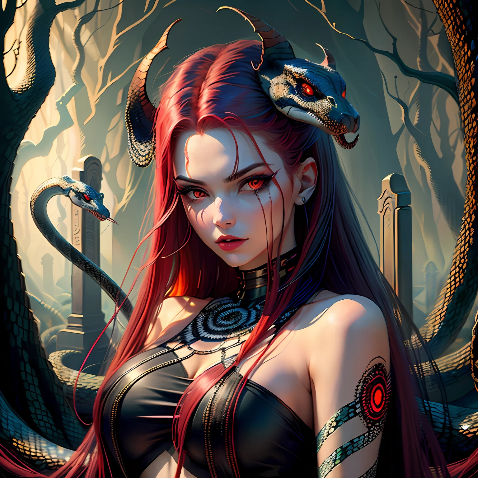 The girl has a snake tail