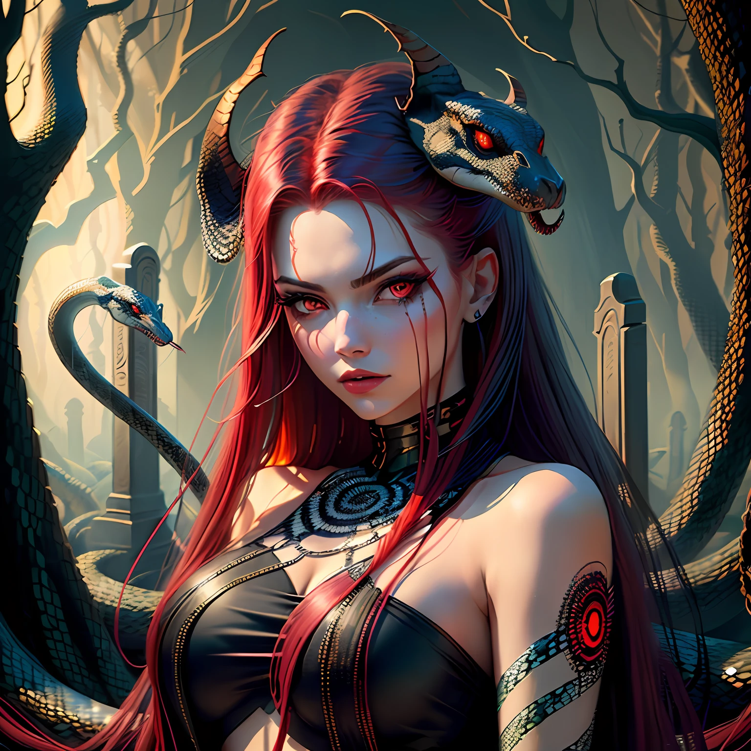 The girl has a snake tail