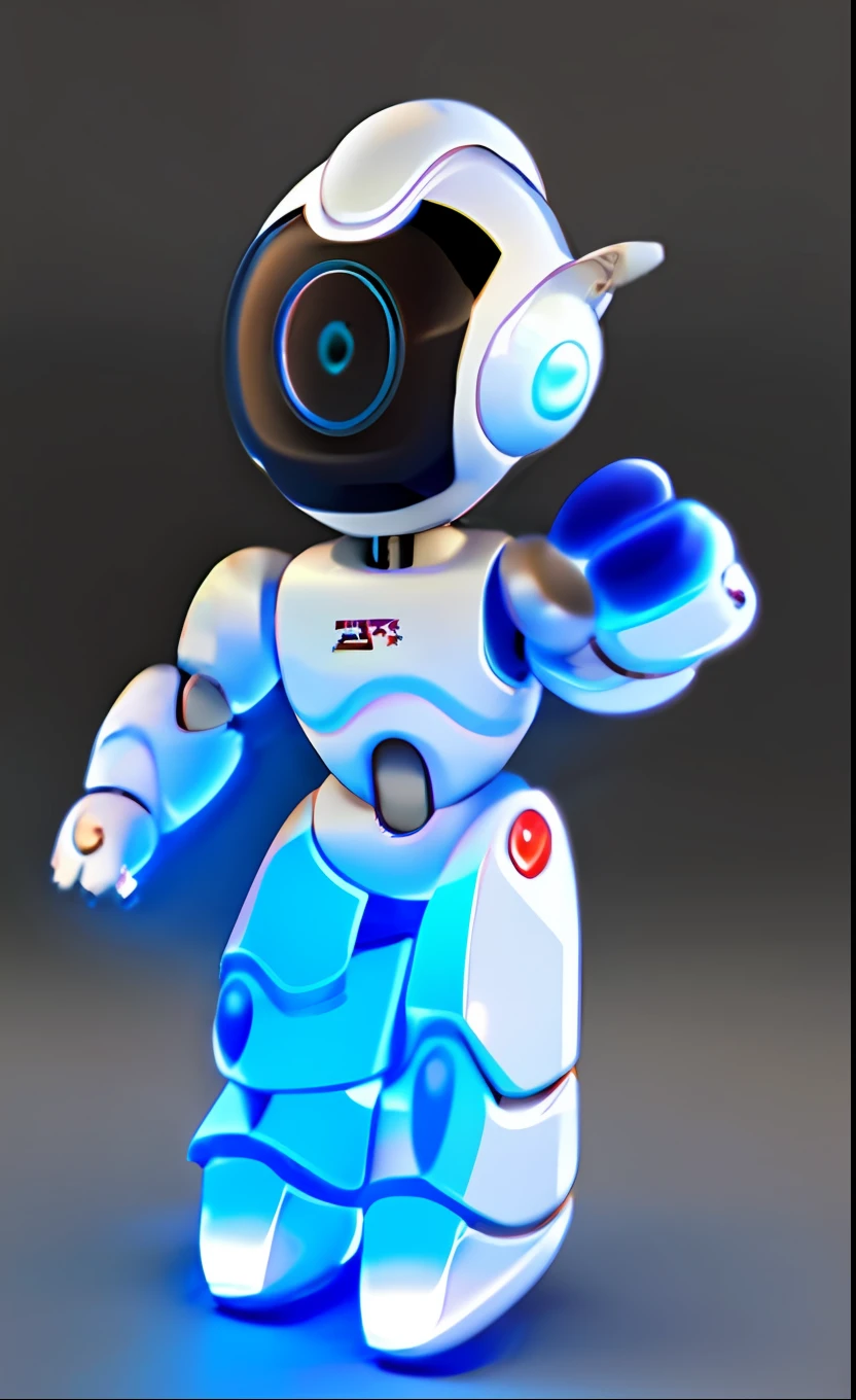 A cartoon robot with a blue and white face and a black helmet, Cute humanoid robot, friendly humanoid cyber robot, tintoy characterdesign robot, Cute robot, round robot, Very cute robot Zen, Beautiful robot character design, Robot design, friendly humanoid robot, White robot, humanoid character, anthropomorphic robot [ thing ], humanoid servo