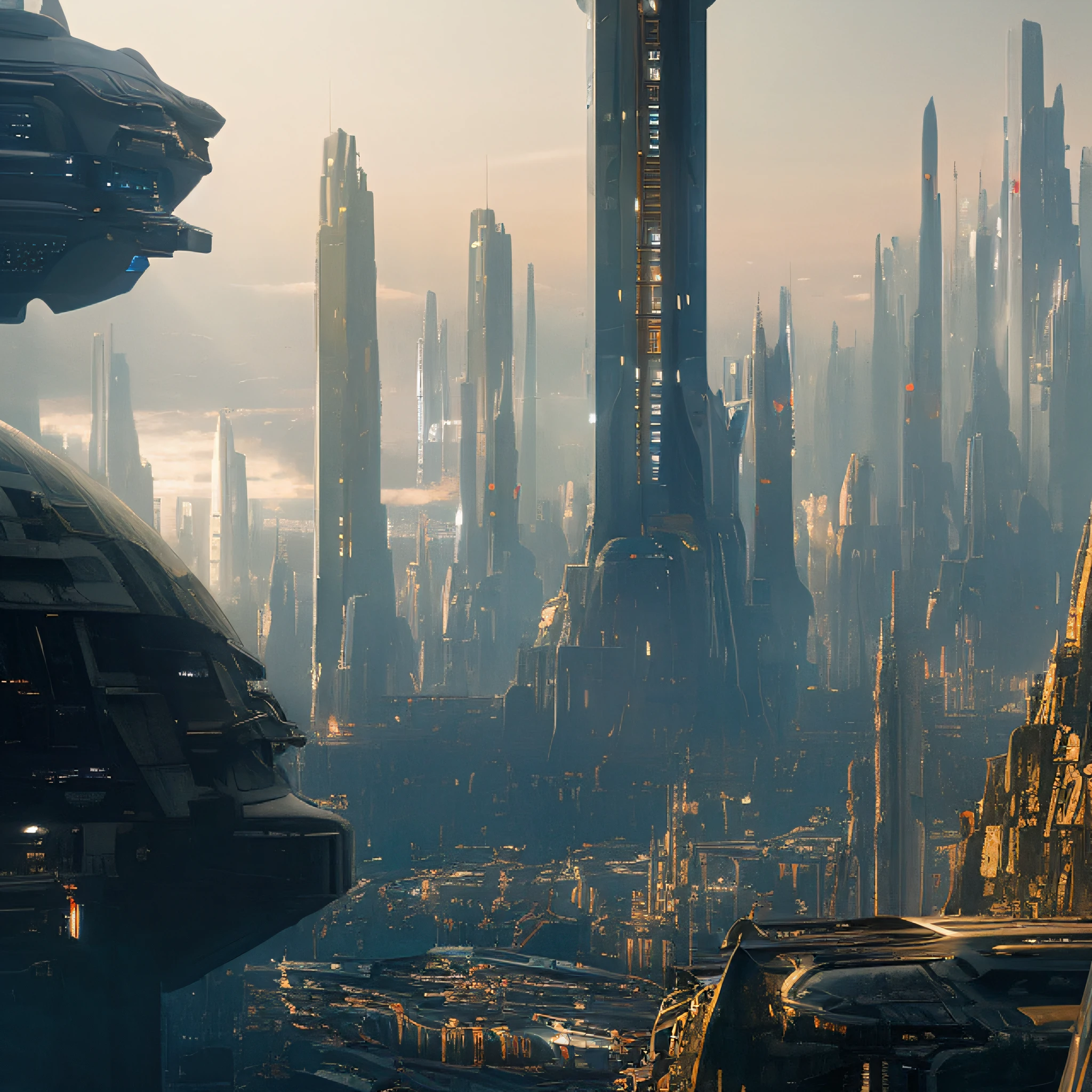 Futuristic background Unreal city spaceship --auto