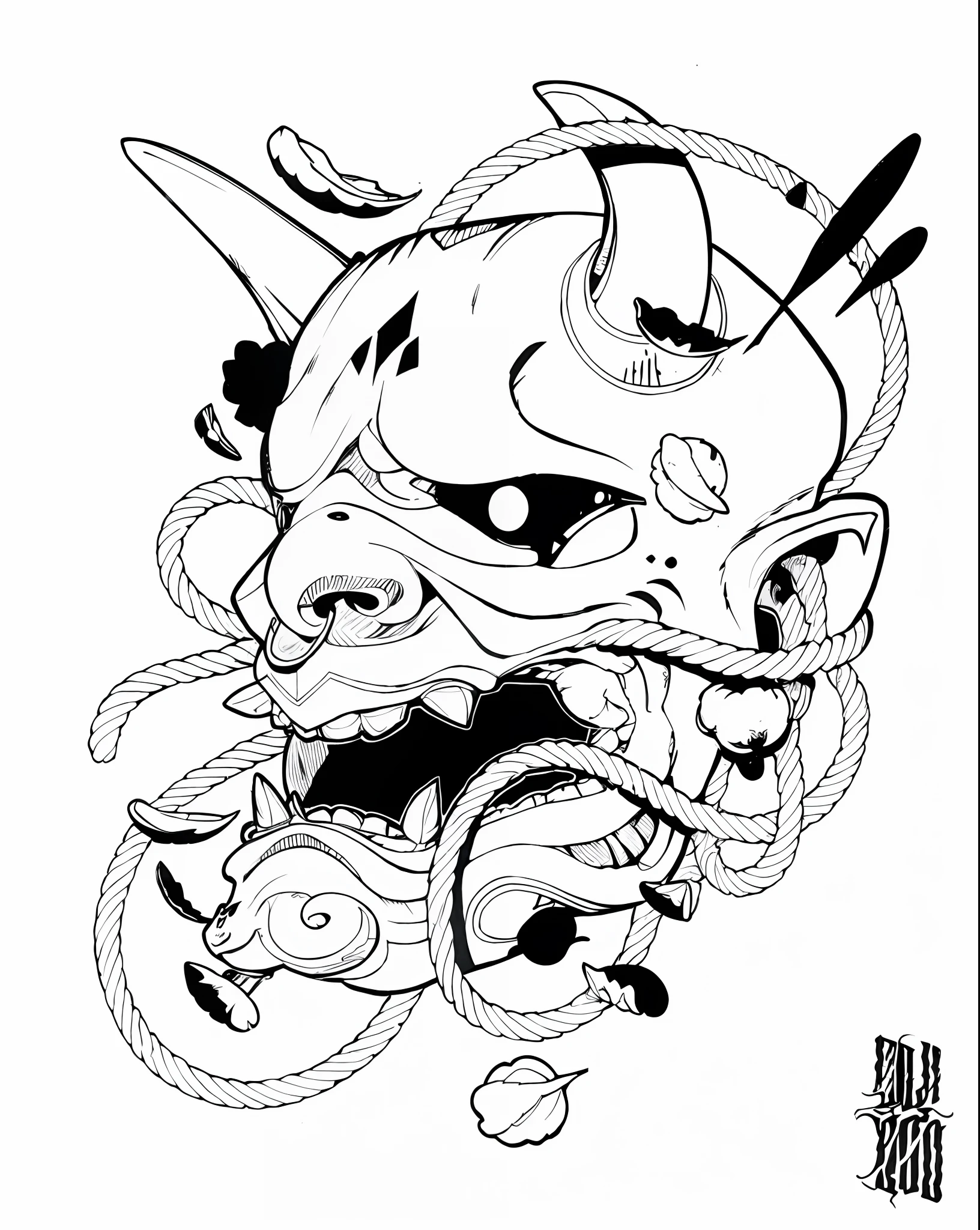 intense line art, Ghost mask Line drawing tattoo, lineworks, line work, medium sized tattoo sketch, clean linework, tattoo design, black ink line art, Expressive lines, Clean line art, vector line art, line art illustration, ink artwork,  intense black line art，Red and yellow color scheme