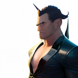 Oriental unicorn，half-orc，robust，Handsome，One Piece navy costume， --auto