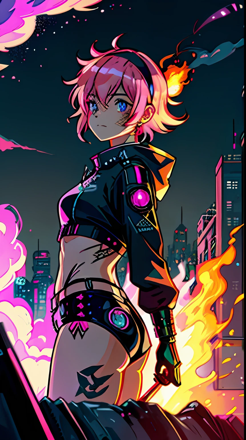 do estilo anime com roupa tecnologica rosa e com oculos descolado , paleta de cores pastel, Elementos do video game em segundo plano, high resolution, , design detalhado de personagens ESTILO ANIME --auto
