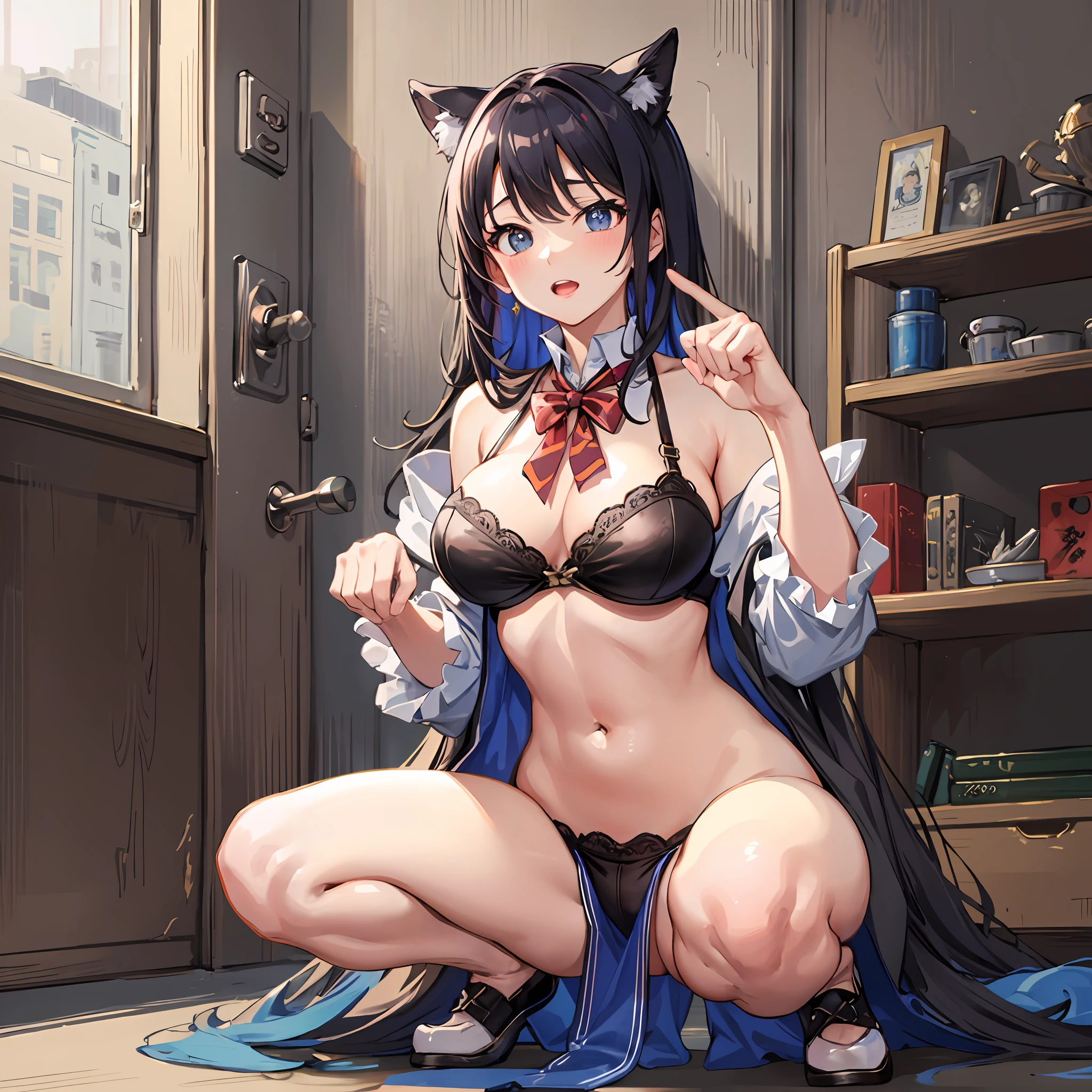 high detal,high high quality,tmasterpiece,Large breasts,Pet pose,schools,legs are open,pupils