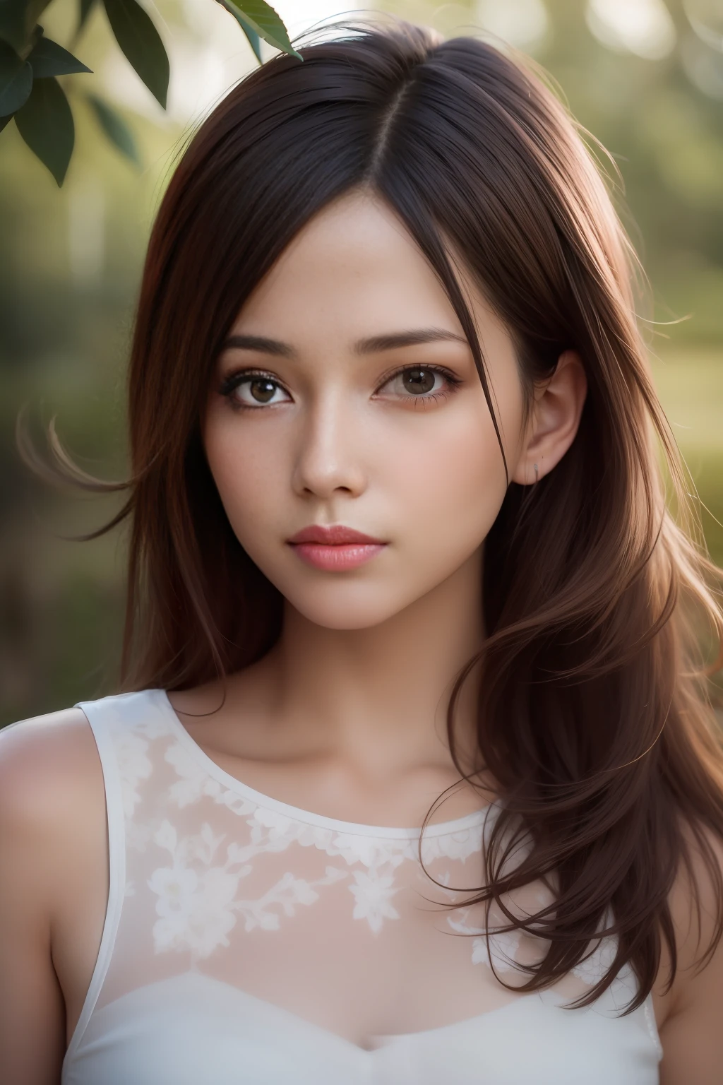 best quality, masterpiece, (realistic:1.2), 1 girl, brown hair, brown eyes,Front, detailed face, beautiful eyes