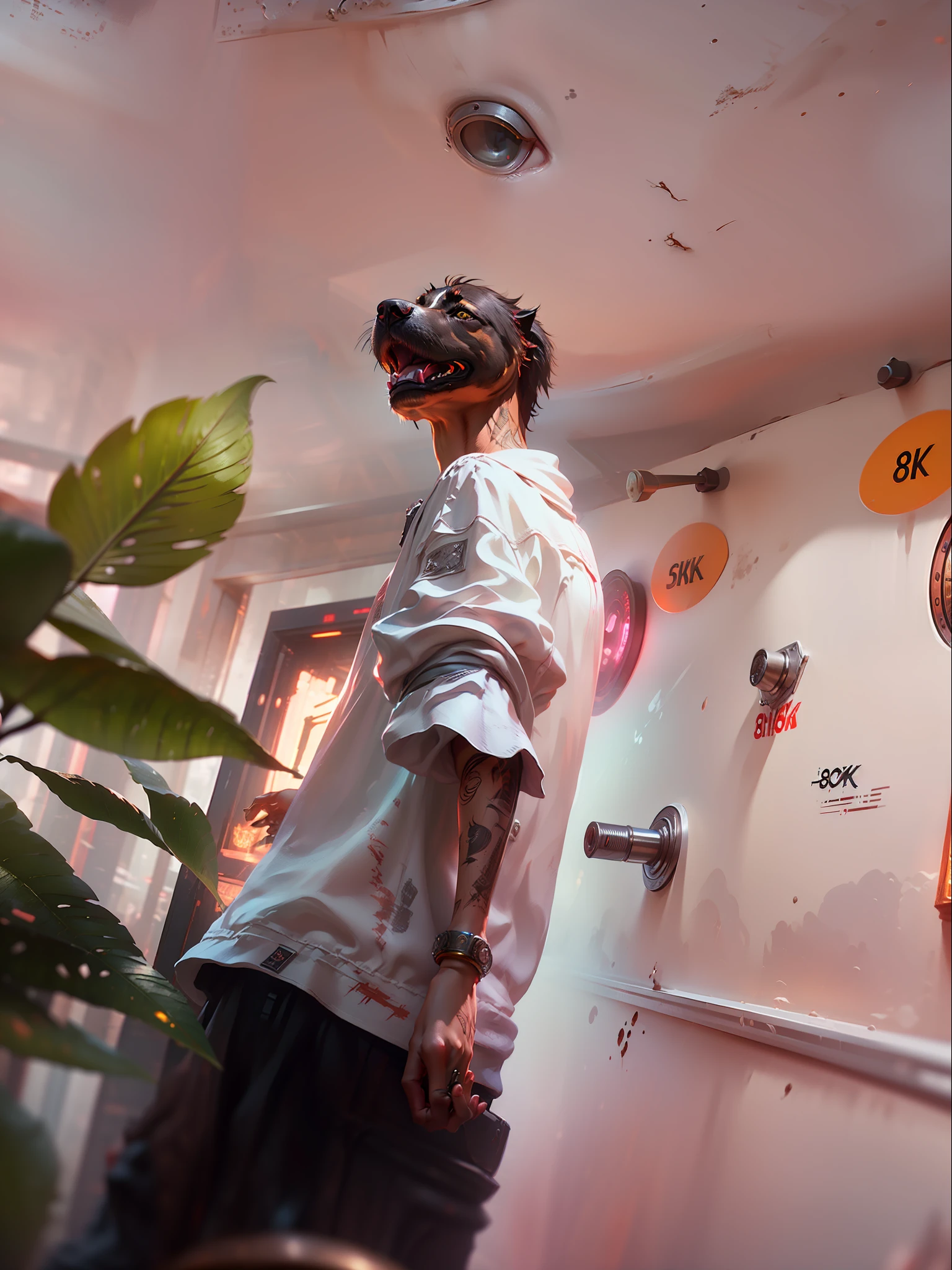 knollingcase, black dog, (((vibrant, photorealistic, realistic, dramatic, sharp focus, 8k)))
