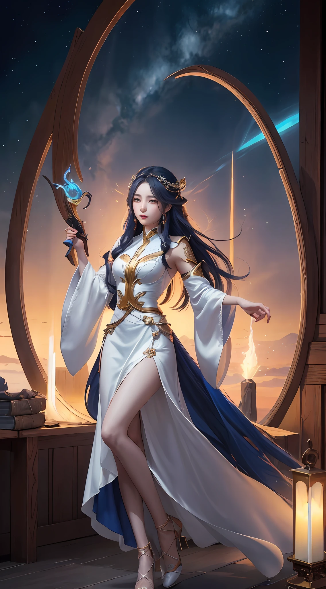 anime - style image of a woman in a white dress with long hair, full body xianxia, goddess. extremely high detail, trending on cgstation, irelia from league of legends, beautiful celestial mage, 8k high quality detailed art, irelia, astral witch clothes, highly detailed exquisite fanart, smooth anime cg art, extremely detailed goddess shot