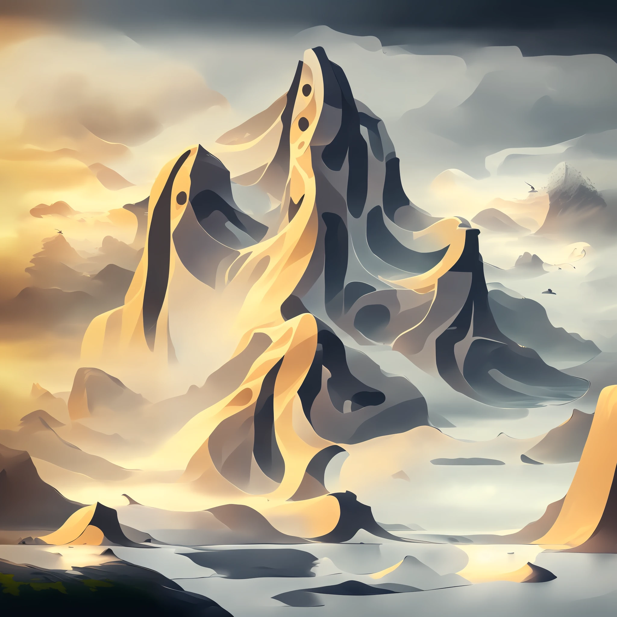 there is a digital painting of a mountain with a waterfall, symmetrical epic fantasy art, organic matte painting, most epic landscape, matte digital painting, illustration matte painting, surreal concept art, matte painting ”, matte painting”, dramatic concept art, epic fantasy digital art style, floating mountains, detailed fantasy digital art, dreamlike digital painting, fractal landscape, alien waterfall