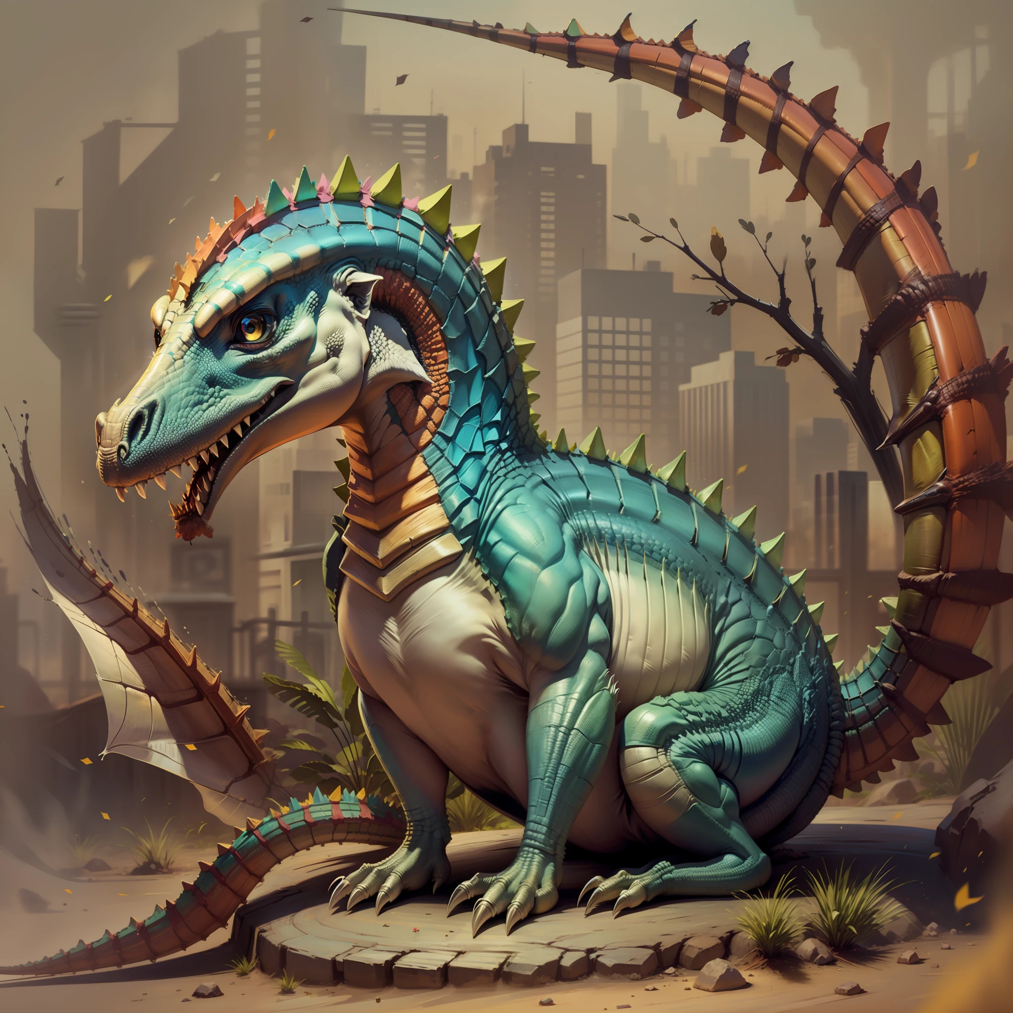 Um Dinossauro, extremamente detalhado