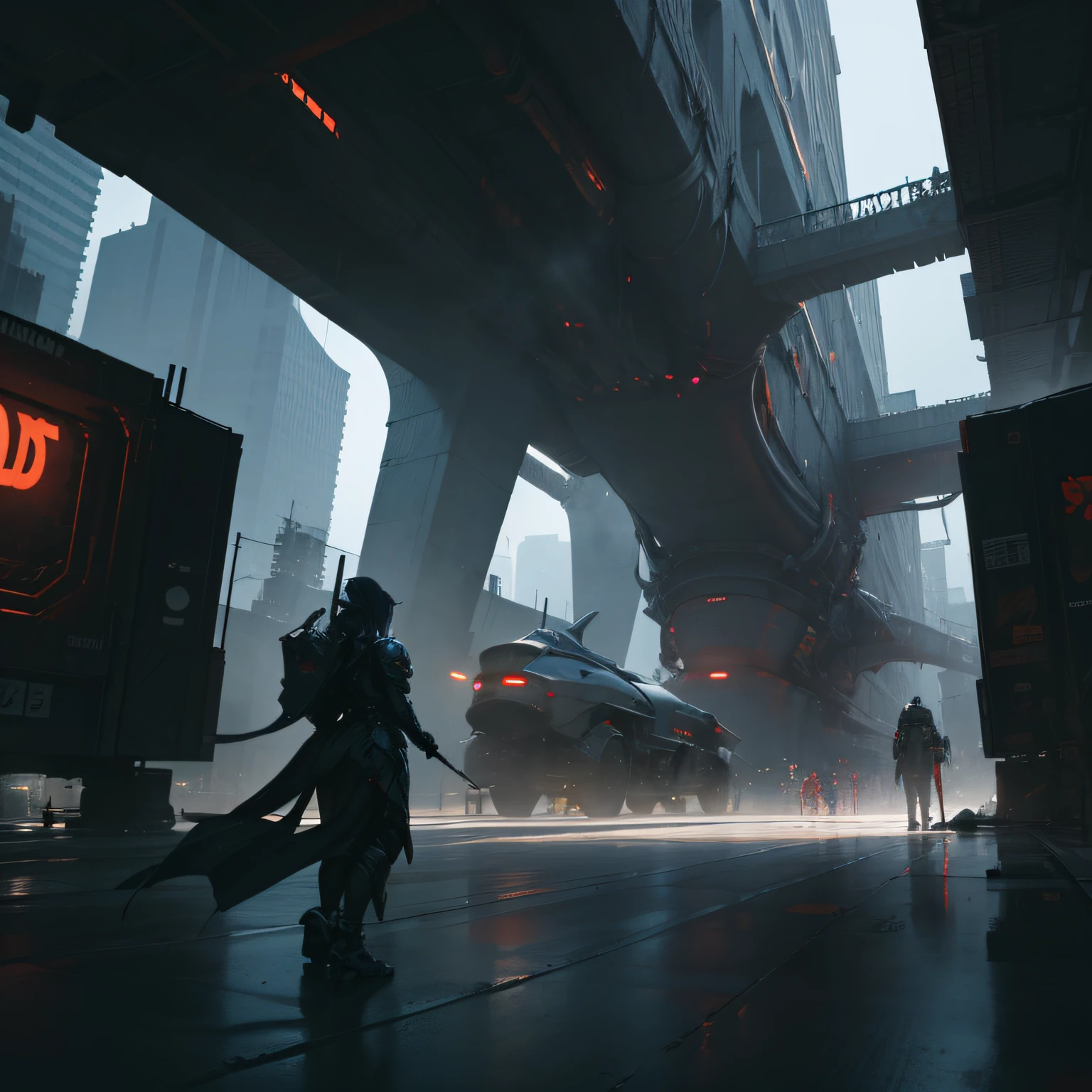 Futuristic neon metropolis, cityscape, advanced technology, detailed architecture by kenichi miyazaki and tosa inoue, 3D rendering, vibrant colors, artificial lighting, alien landscape, epic sky, high contrast, trending in artstation, virtual reality. --auto