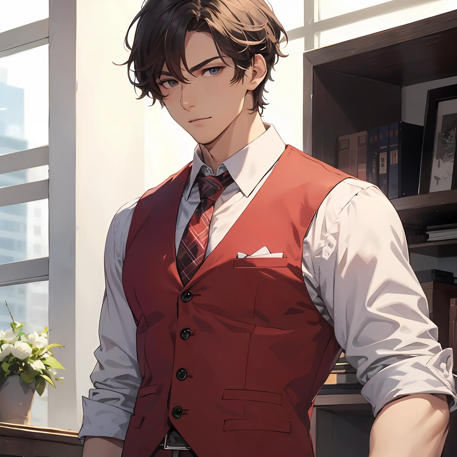 Handsome guy in a red vest --auto