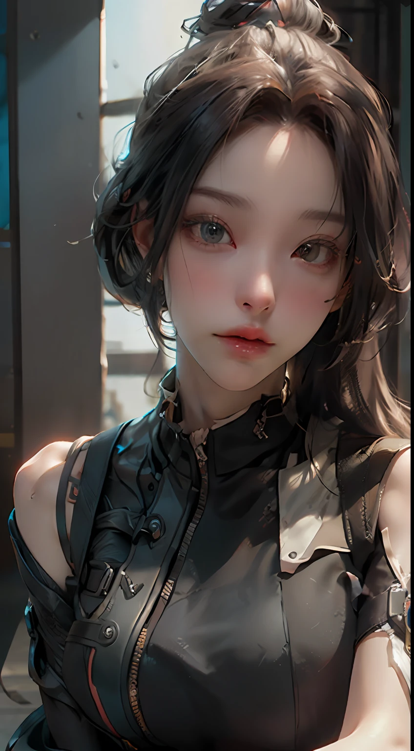 ((Best quality)), ((masterpiece)), (detailed:1.4), 3D, an image of a beautiful cyberpunk female,HDR (High Dynamic Range),Ray Tracing,NVIDIA RTX,Super-Resolution,Unreal 5,Subsurface scattering,PBR Texturing,Post-processing,Anisotropic Filtering,Depth-of-field,Maximum clarity and sharpness,Multi-layered textures,Albedo and Specular maps,Surface shading,Accurate simulation of light-material interaction,Perfect proportions,Octane Render,Two-tone lighting,Wide aperture,Low ISO,White balance,Rule of thirds,8K RAW,