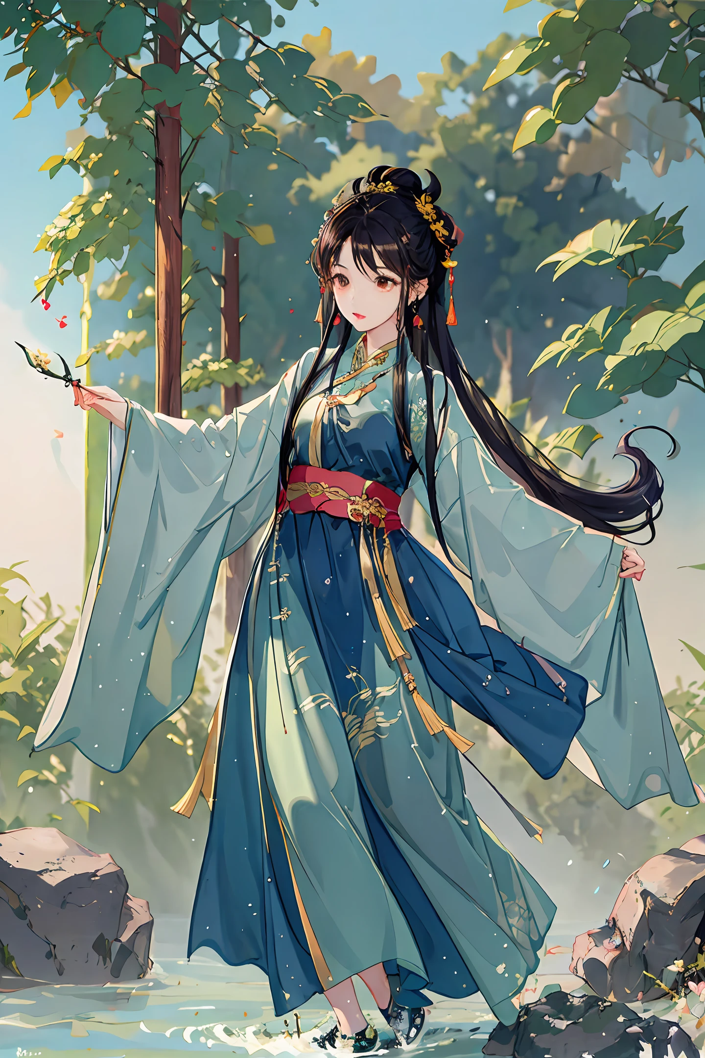 on cheongsam ，whaite hair，Get wet，swimmning，Nine Tails，Batch legs，underdressing，with her mouth open，opening legs，