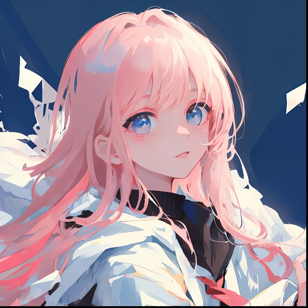 Anime girl with pink hair and blue eyes looking at what, style of anime4 K, Anime art wallpaper 4 K, Anime art wallpaper 4k, Anime art wallpaper 8 K, a beautiful anime portrait, Anime wallpaper 4 k, Anime wallpaper 4K, portrait anime girl, cute anime girl portraits, Detailed digital anime art, 4K anime wallpaper, detailed portrait of an anime girl