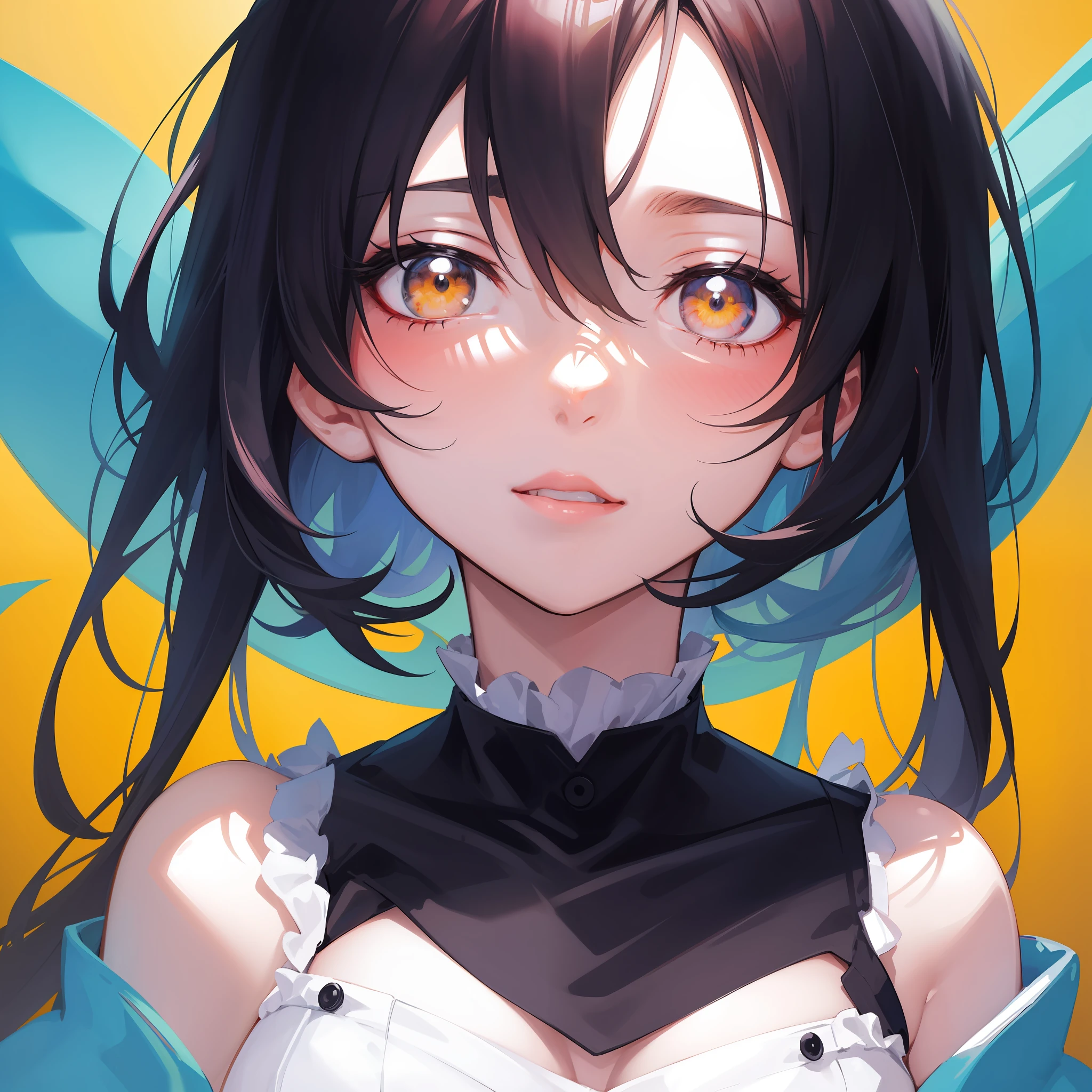 Anime girl with black hair and yellow eyes with wings, Detailed digital anime art, style of anime4 K, Stunning anime face portrait, anime moe art style, detailed portrait of an anime girl, a beautiful anime portrait, Extremely detailed Artgerm, cute anime girl portraits, Anime art wallpaper 8 K, Anime art wallpaper 4 K, Anime art wallpaper 4k, Digital anime art