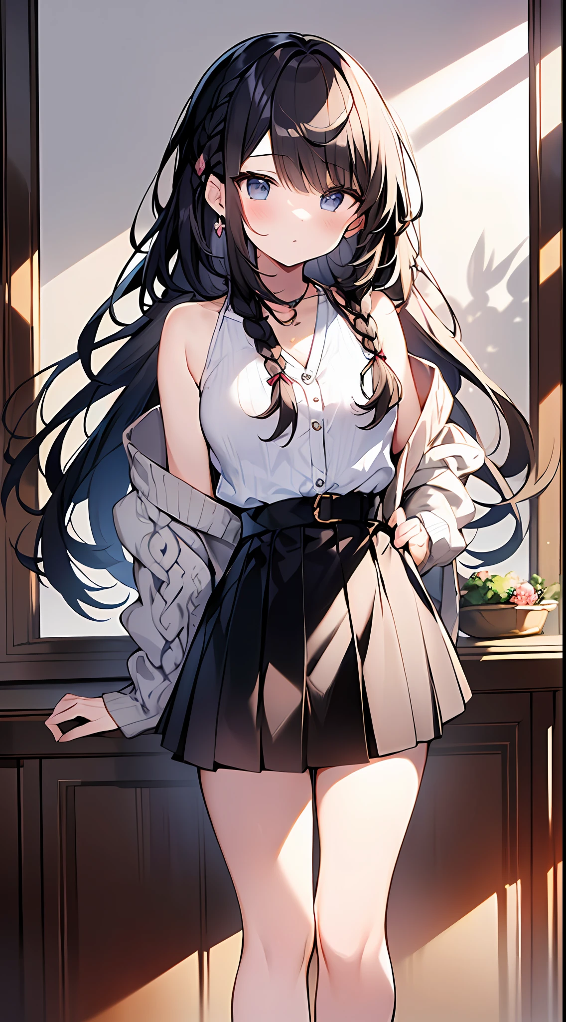 (incredibly absurdres absolutely resolution:1.5)、top-quality、masuter piece、超A high resolution、8k、(Multiple Girls)、(Light-colored cardigan、espadrilles、skirt by the) BREAK Shoujo Manga Style、(Lori)、Soft line art、Digital Enhancement、A touch of shoujo manga、Very detailed and pretty girl face、(((The length of hair to the shoulders)))、(((short braiding)))、entangle、beautiful and aesthetic:1.5、High quality:1.3