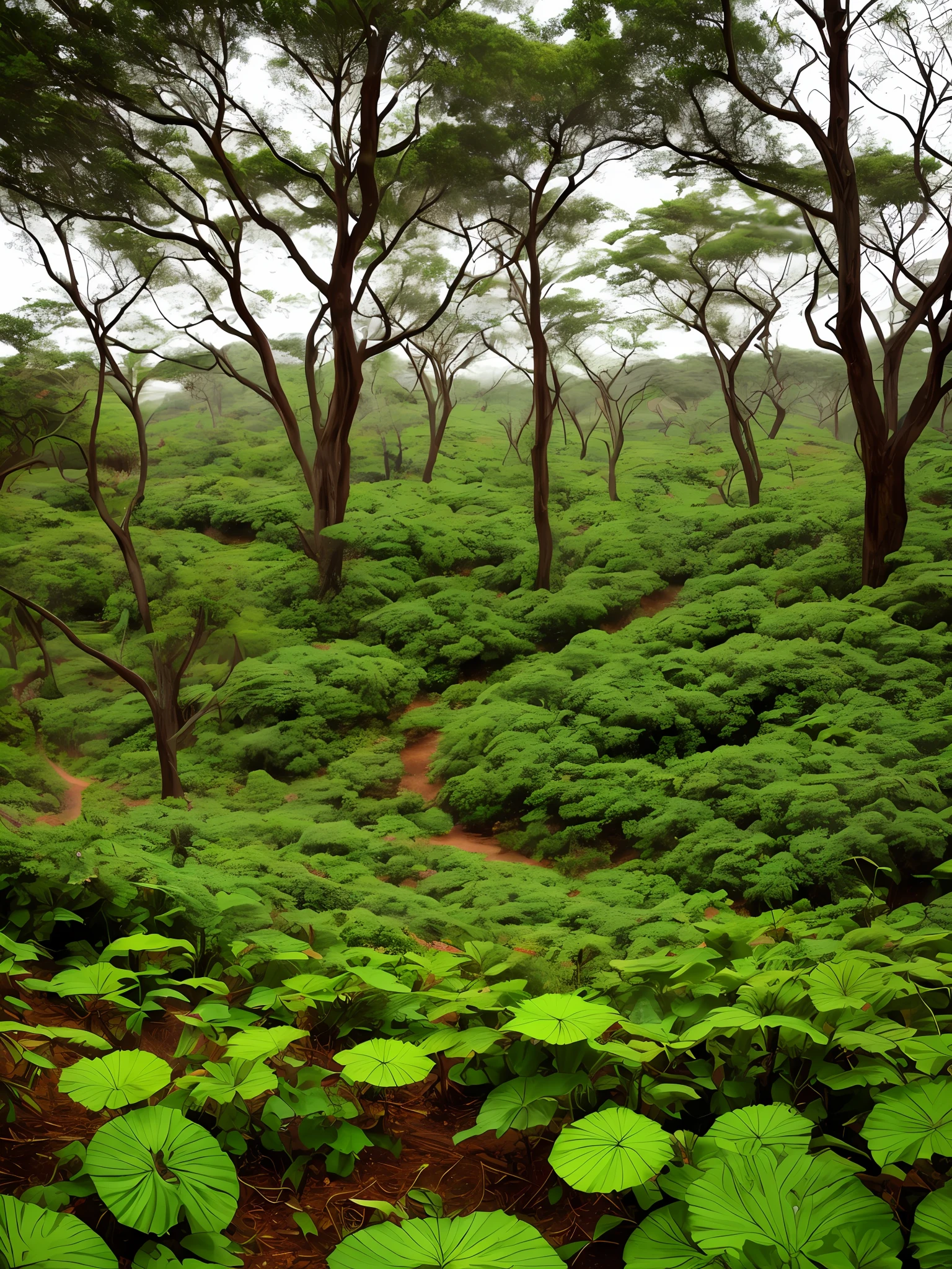 Paisagem de uma cidade brasileira com muitos cactos