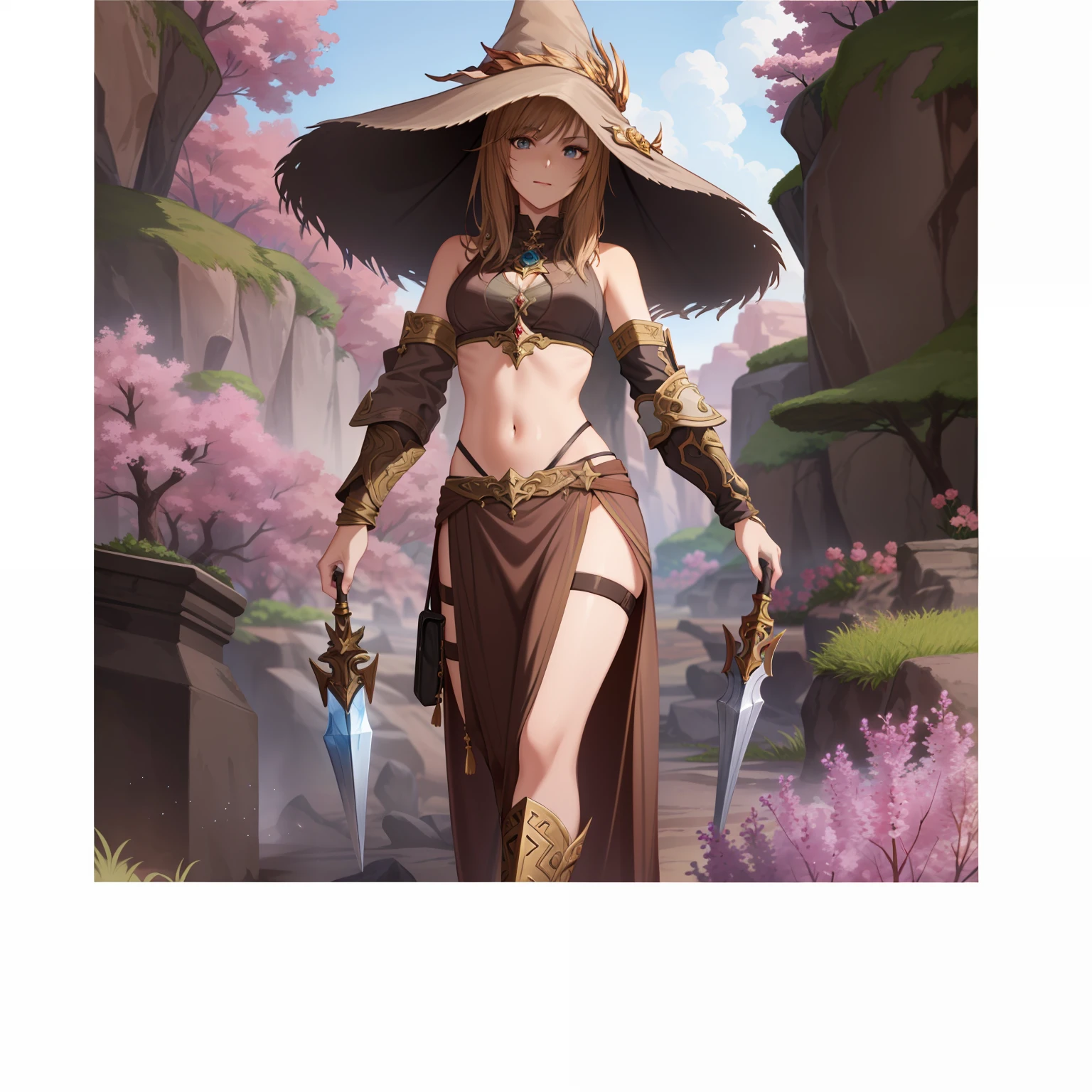 Close up portrait of woman in hat and dress walking in field, final fantasy 14 style, fantasy outfit, Desert Fighter Ancient Mage, super detailed fantasy characters, 2. 5 d cgi anime fantasy artwork, female mage, Human :: Sorceress, style of wlop, Fantasy Art Style, (Octane Render) fantasy-inspired, female earth mage