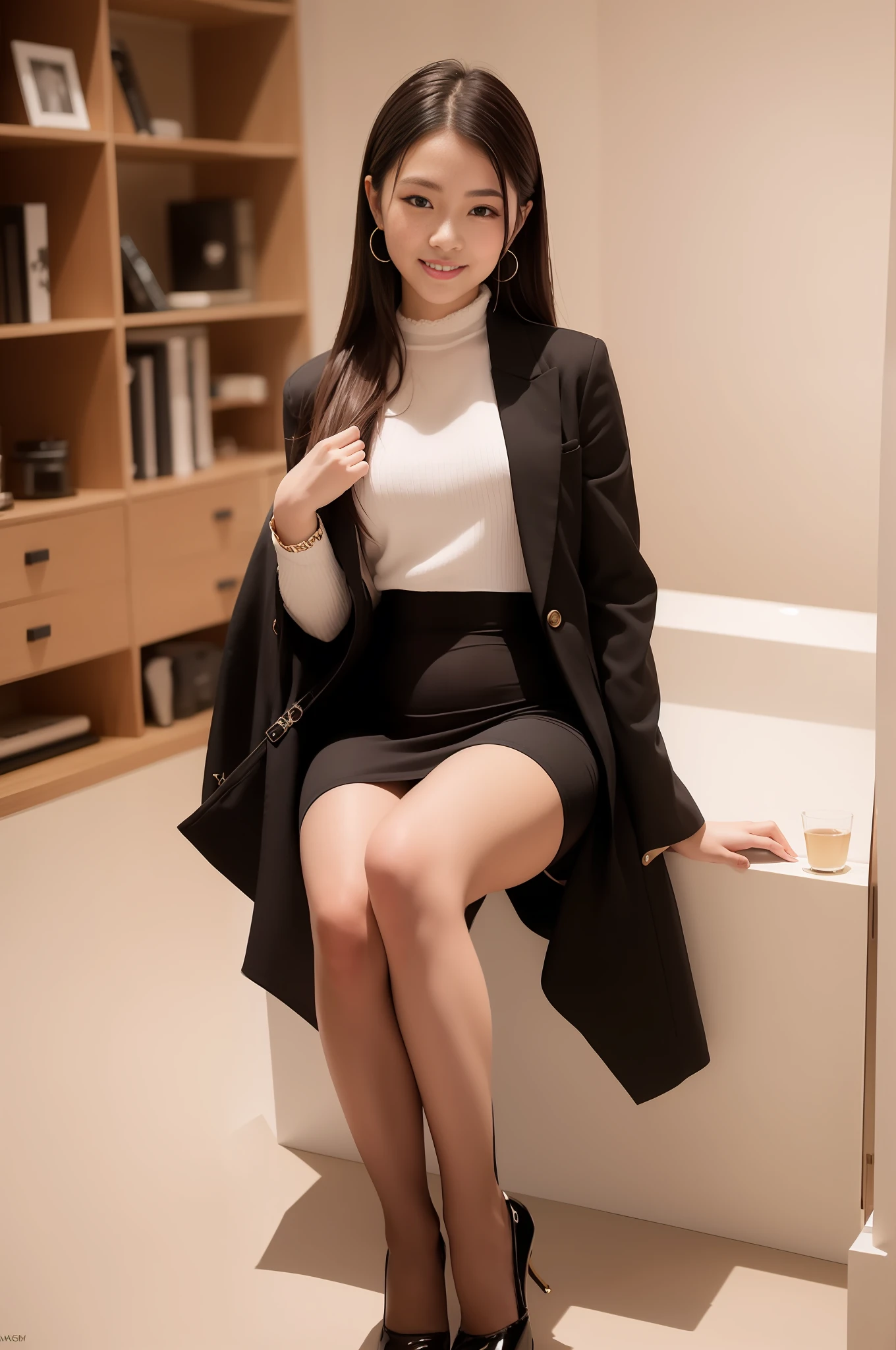 blacksilk,stocklings,High cylinder,A confident smile,Sexy legs,Thin makeup,Pedivesty,sofe,sensuality/Raised sexy,Girly heart,Girly,darkly detailed,the detail,Contre-Jour,indoor shooting,natural soft light,cold shades.Long stockings,Stockings are worn to the thighs shang q