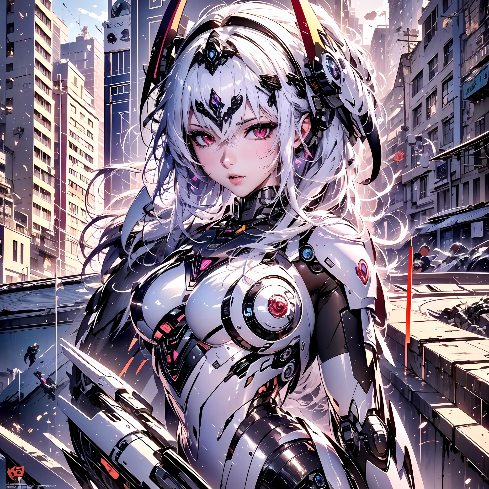 Masterpiece, best quality, 8k, crazy details, intricate details, super details, super quality, high details, super details, mechanical prosthesis, mecha coverage, green armor, cool sports, rose-red eyes, beatiful details Cyberpunk City, HD, lifelike, cinematic quality, octane rendering, c4d rendering, whirlpool, machinery,（（ kun））, (1girl),mecha,taoist,1girl,kun,dream,whale,Gundam girl