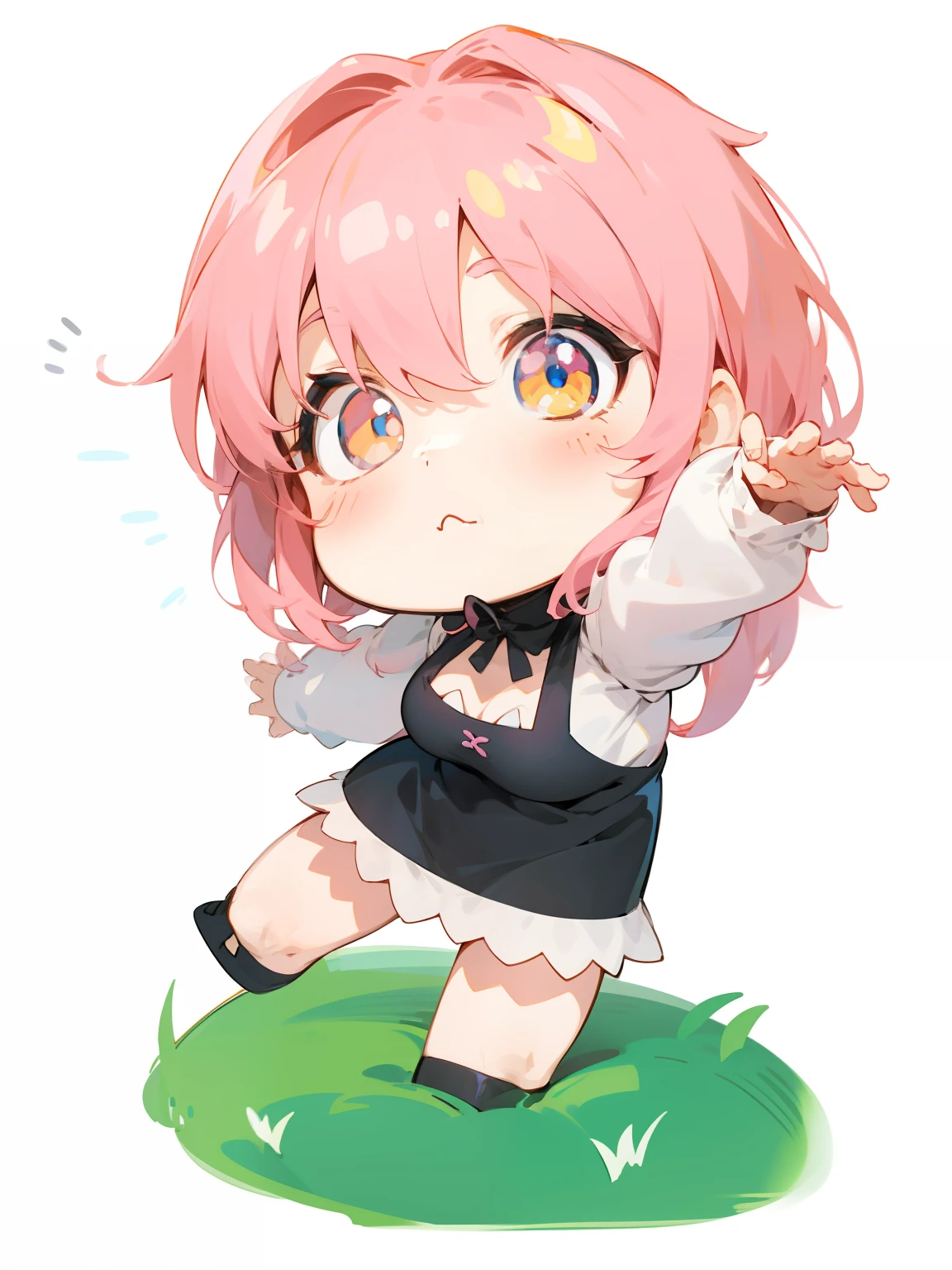 Anime girl with pink hair and black dress ，small loli girl, anime moe art style, kawaii, Soft anime illustration, anime big breast, Cute anime girl, Cute anime style, loli in dress