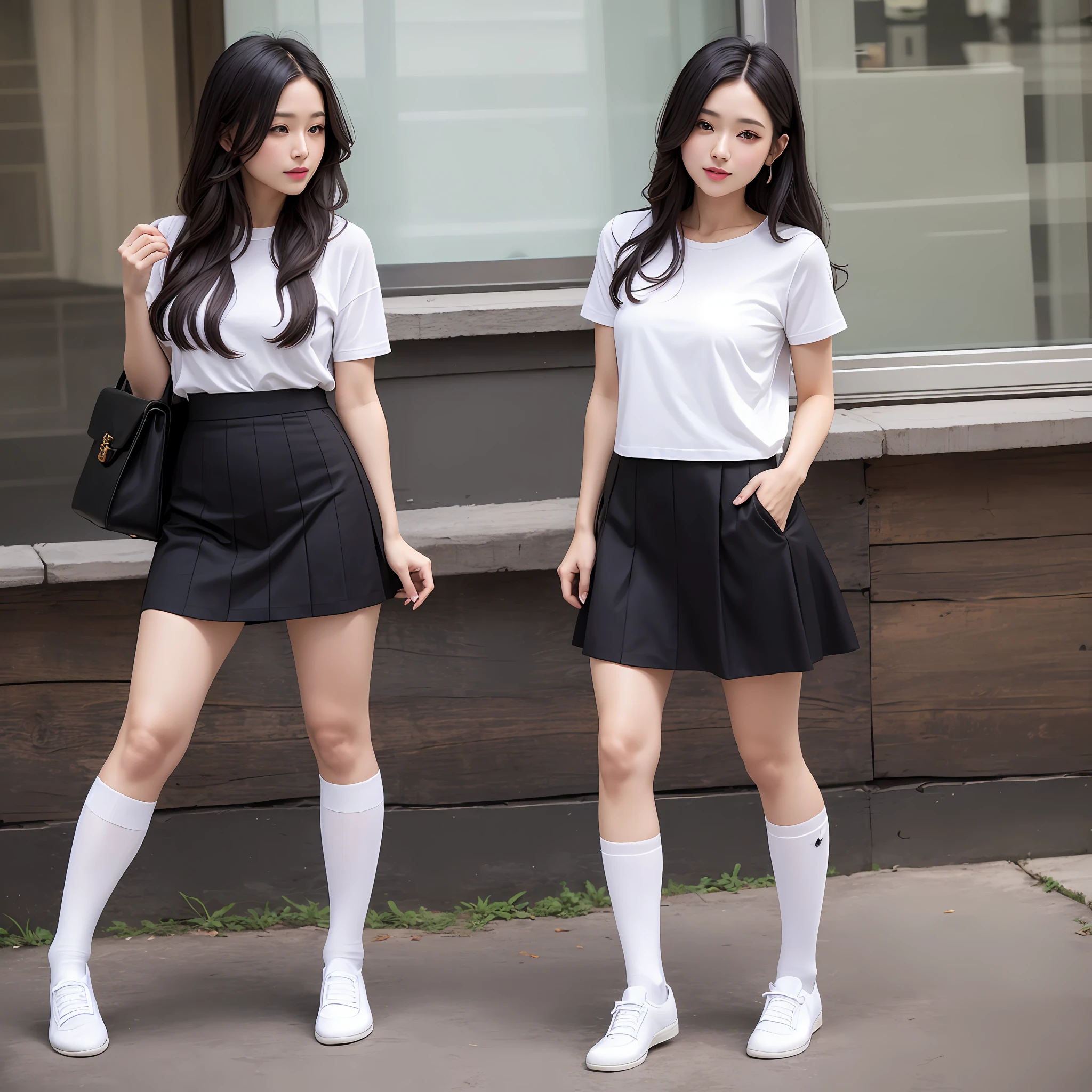 Kizi,pleatedskirt,White lace socks, --auto