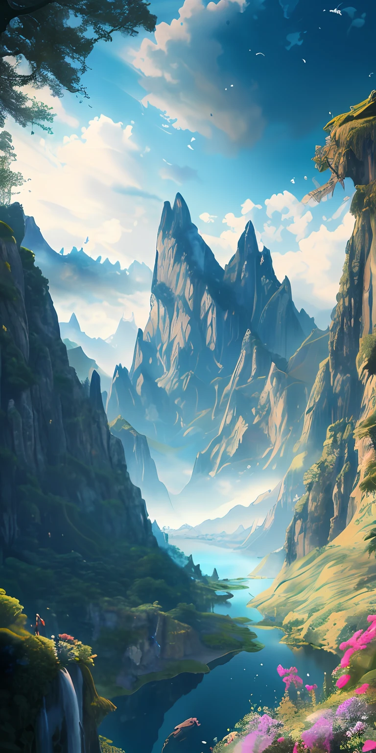A high mountain，pines