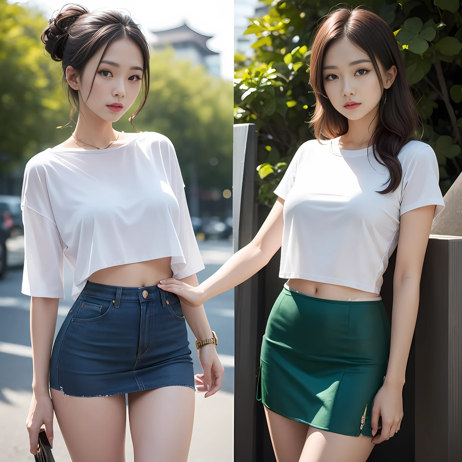 on cheongsam,Irregular skirt,Hot green powder