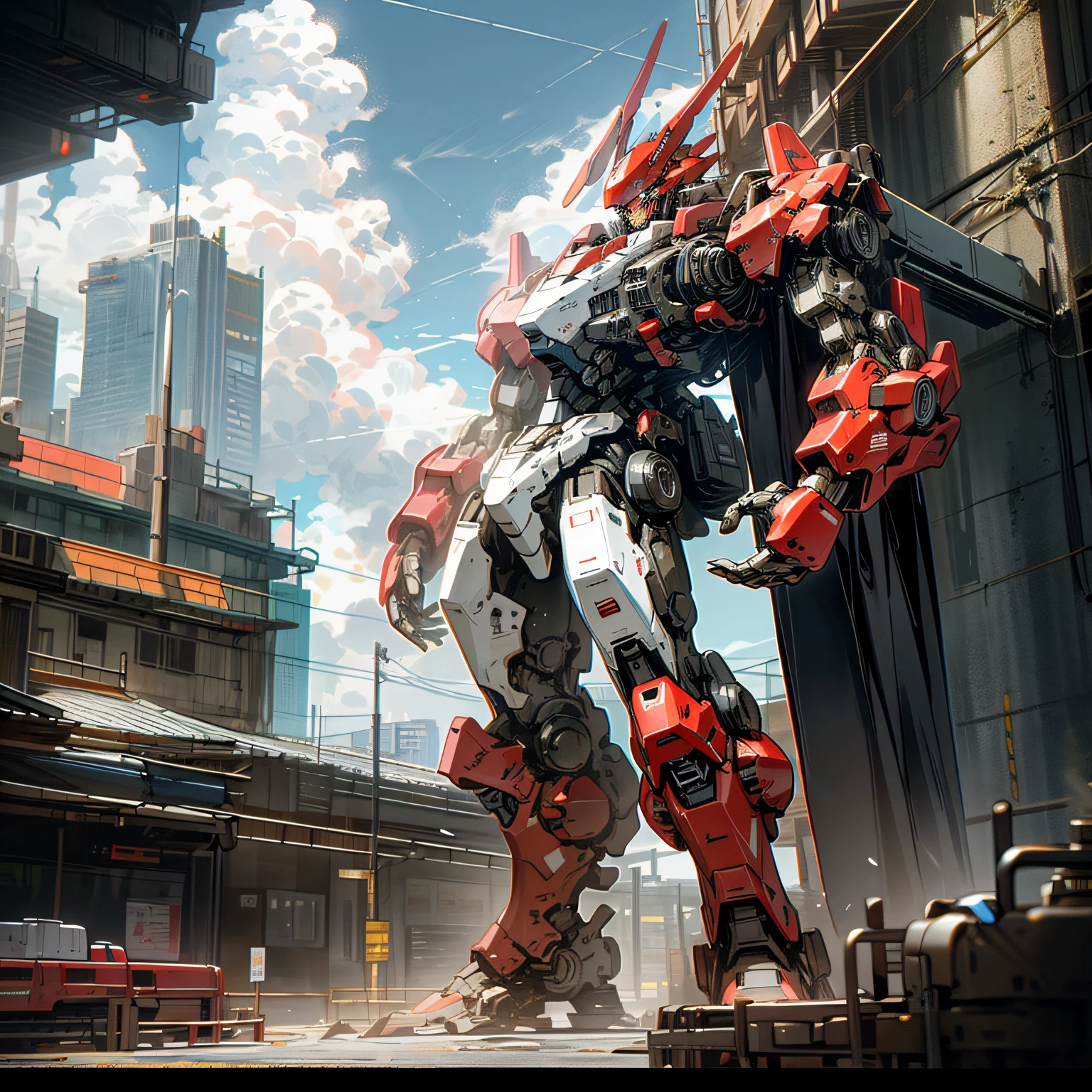 1mecha,Pacific Rim,Sense of oppression,The city of the future,Fight monsters,,Masterpiece,hyper HD,16k,structurally correct --auto