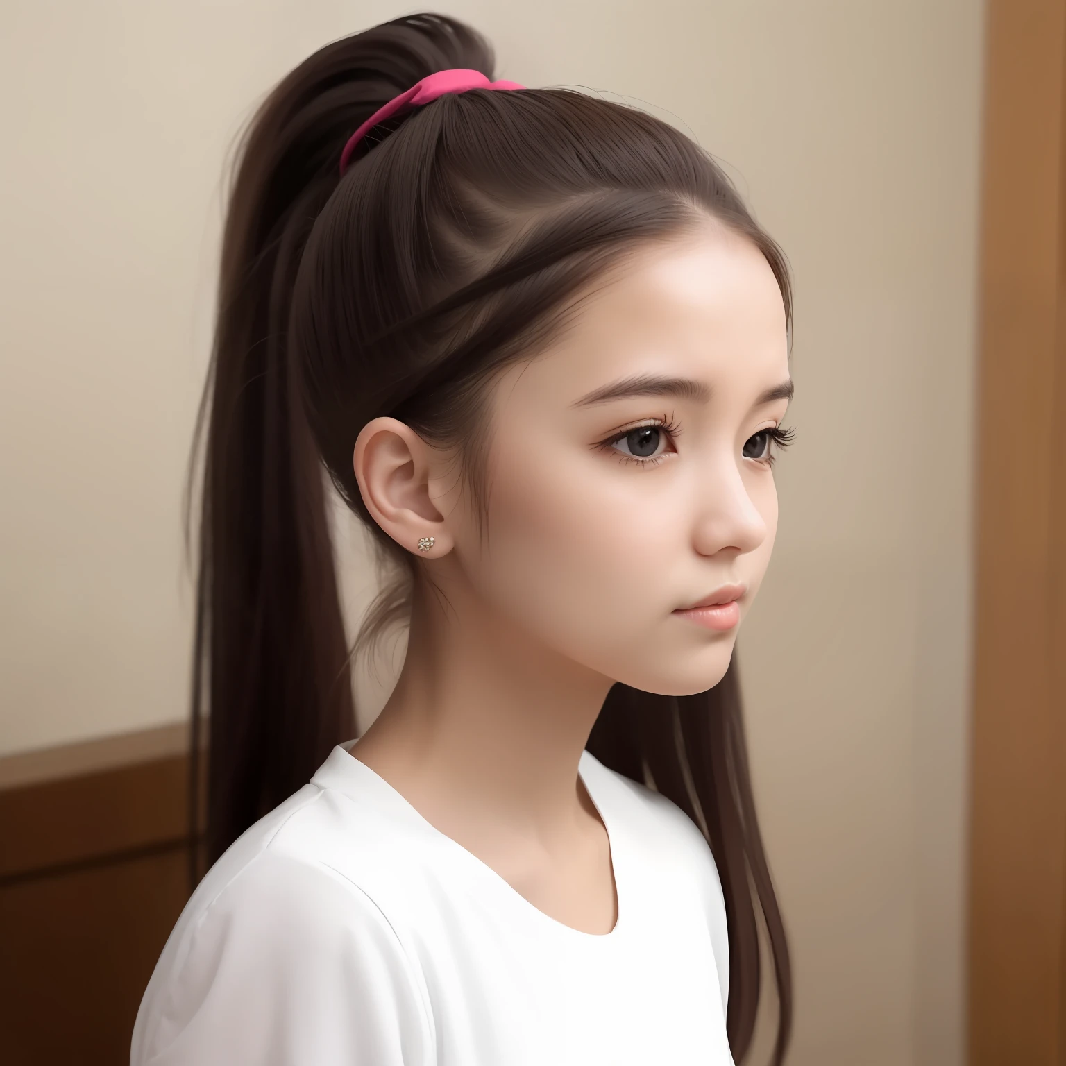A girl with a high ponytail and a temperament