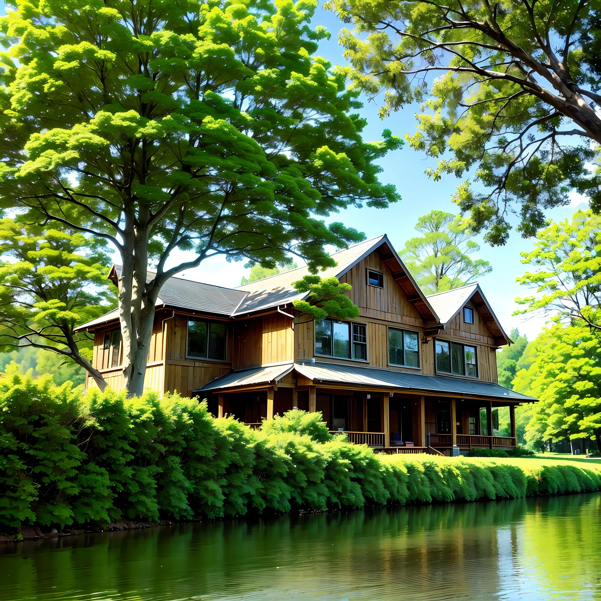 river water,big trees,Old house --auto