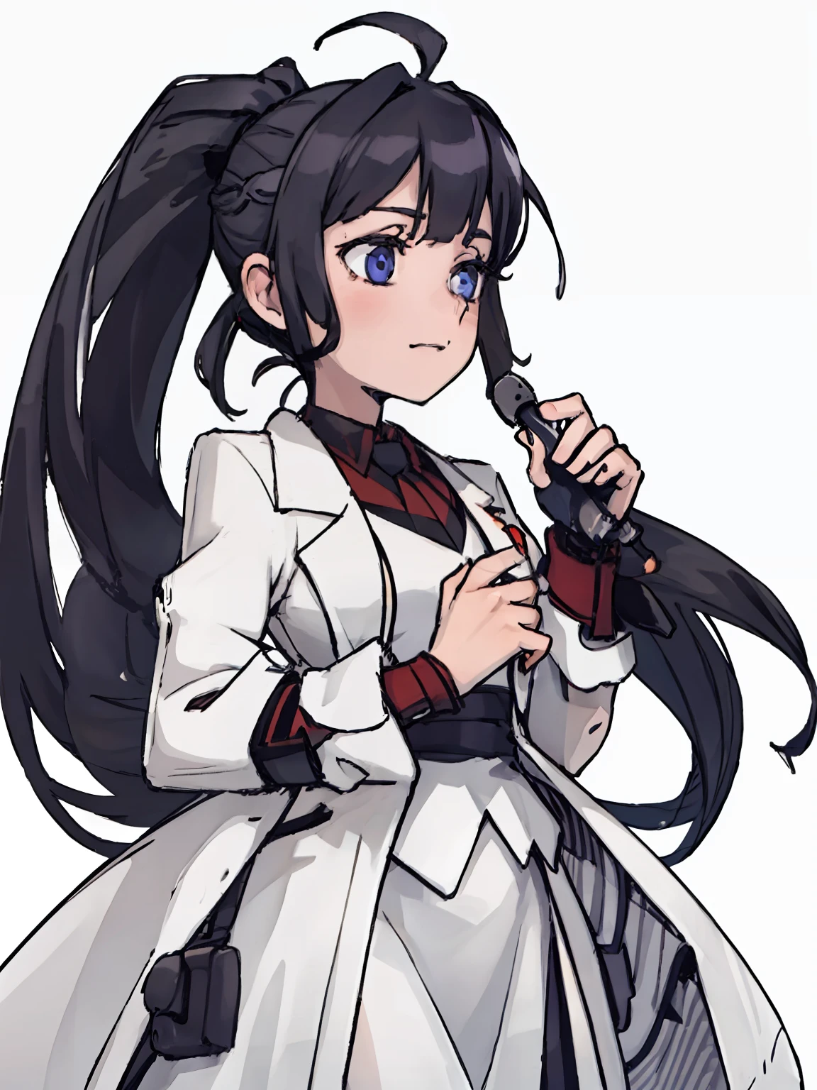 A girl,((A half body),(White double ponytail)),Young, White background