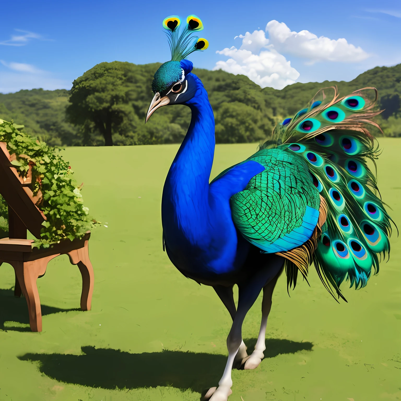 femele,hoofer,peacock,Dance,blue-sky,baiyun --auto