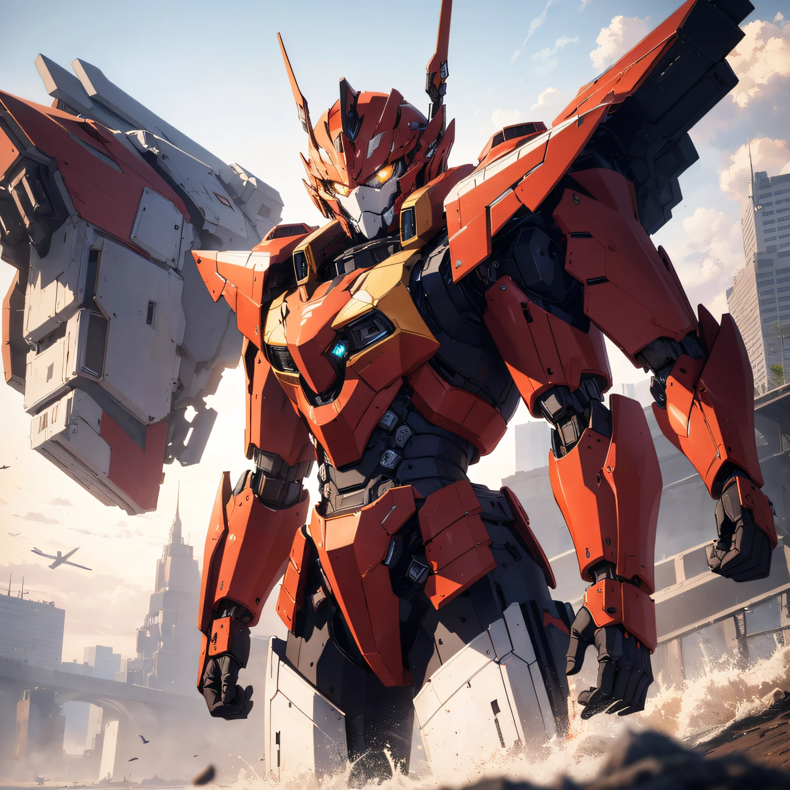 1 monster,1mecha,Pacific Rim,cyber punk perssonage,Sense of oppression,The city of the future,Fight monsters,,Masterpiece,hyper HD,16k,structurally correct --auto