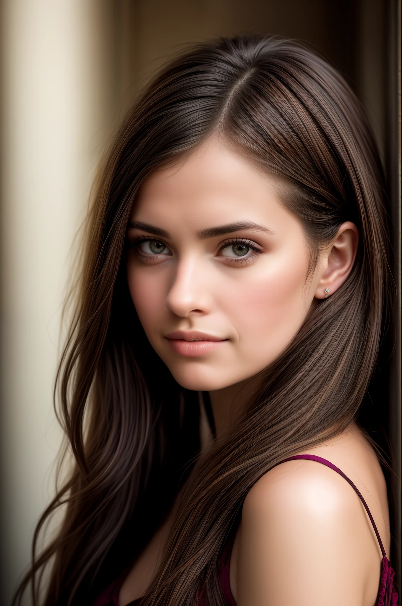 Beautiful portraits ((25 years old)) Women, awarded photograph, bestquality, Portrait by Annie Leibowitz, Canon 5D Mark II, Skin, professional photo, (rich colors:1.1), Hyper-Realistic, lifelike texture, (natural light:1.1), (Canon EF 85mm f lens/1.4L to USM)
