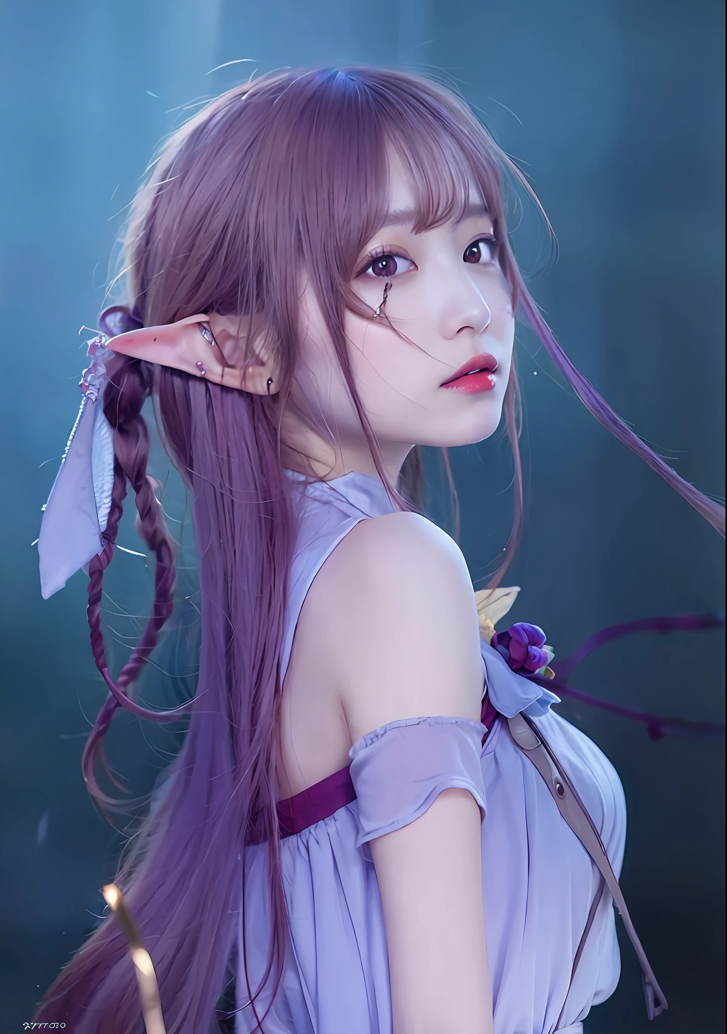 1girl, yellow hair, long hair, fantasy, elf, realistic, ultra detail, photography,