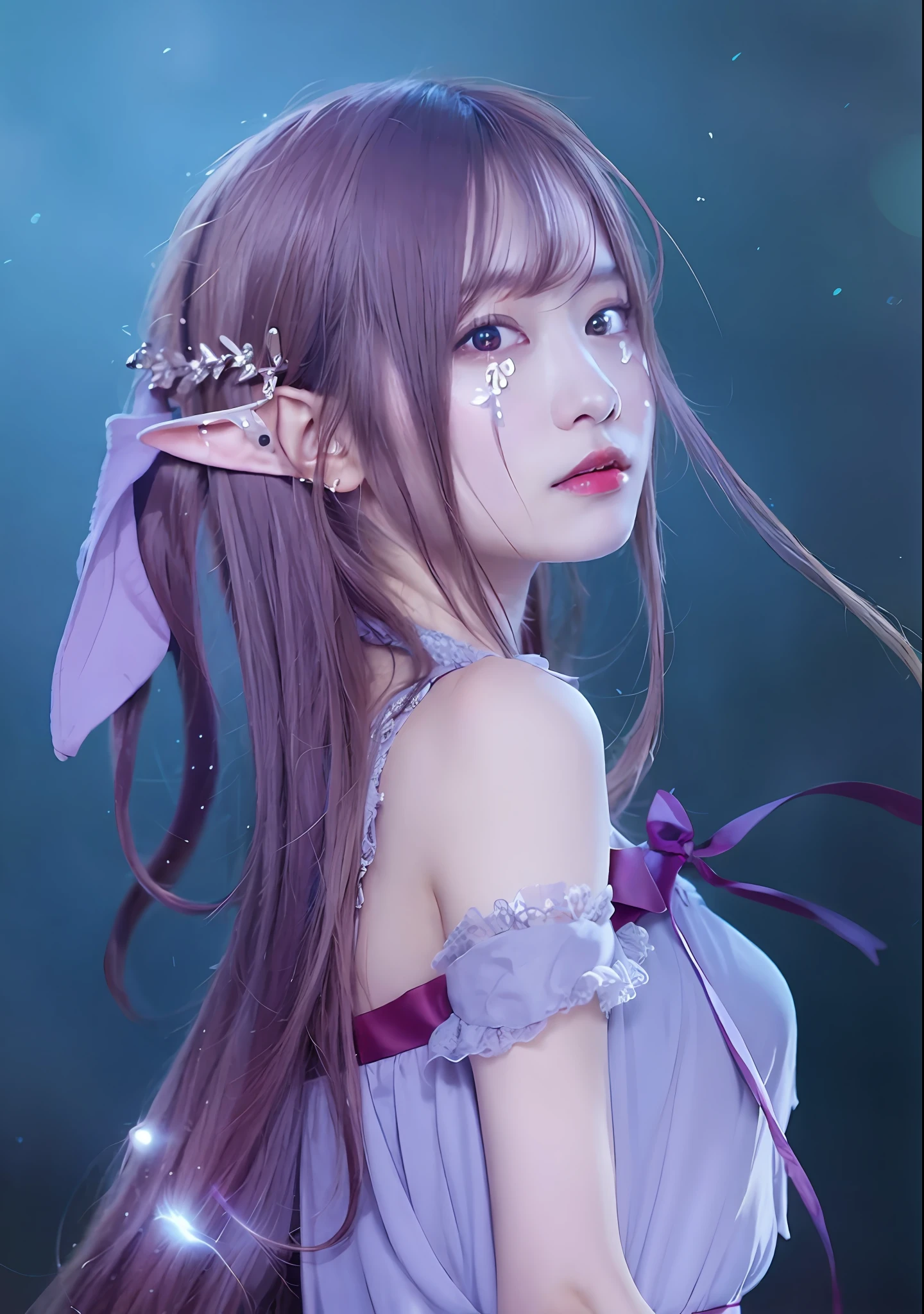 1girl, yellow hair, long hair, fantasy, elf, realistic, ultra detail, photography,