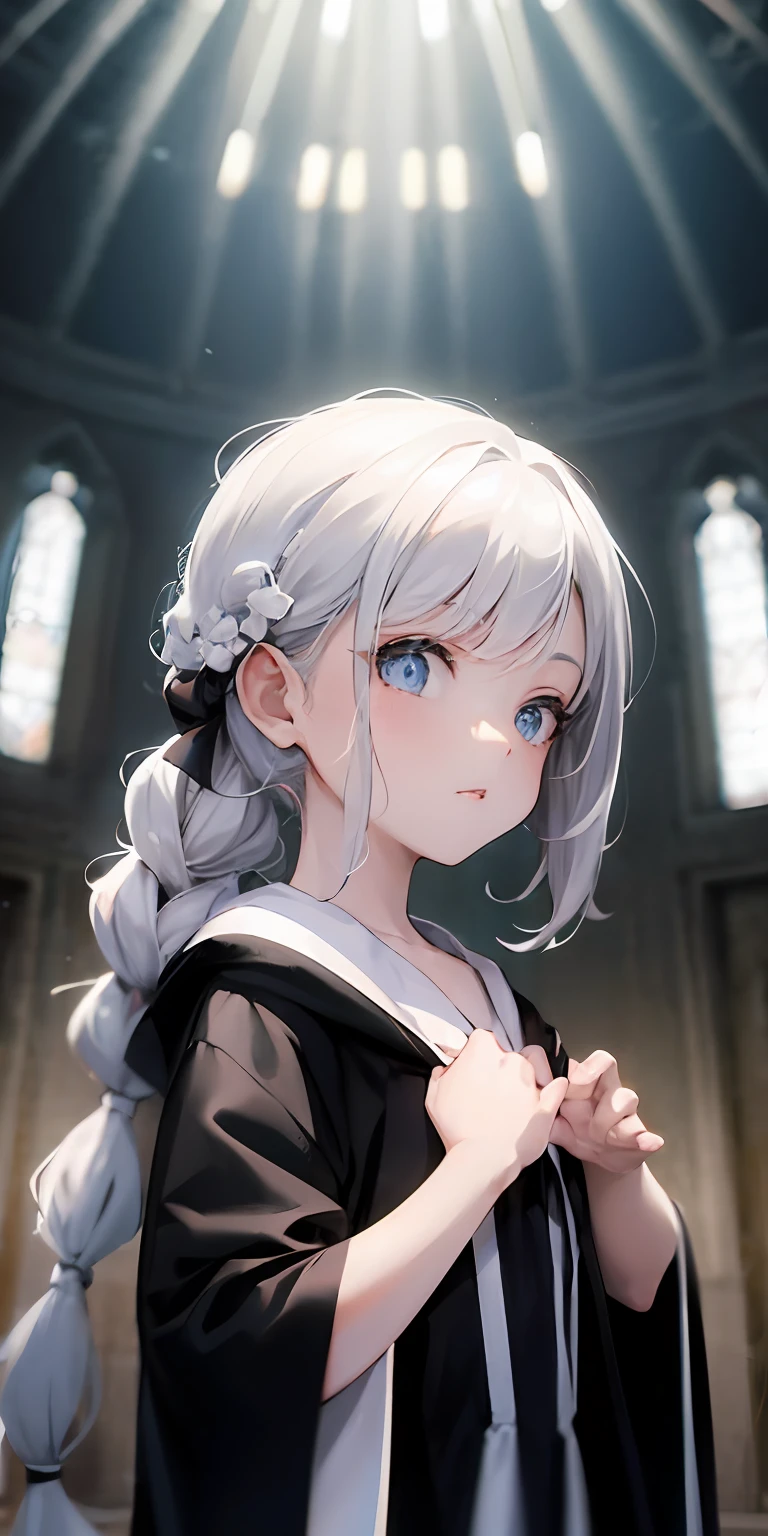 Anime girl with long hair and blue eyes in black and white costume, Girl with white hair, Anime style. 8K, Guviz-style artwork, a beautiful anime portrait, Stunning anime face portrait, Guviz, Perfect white haired girl, Digital anime art, style of anime4 K, white haired Cangcang, up of young anime girl, White-haired