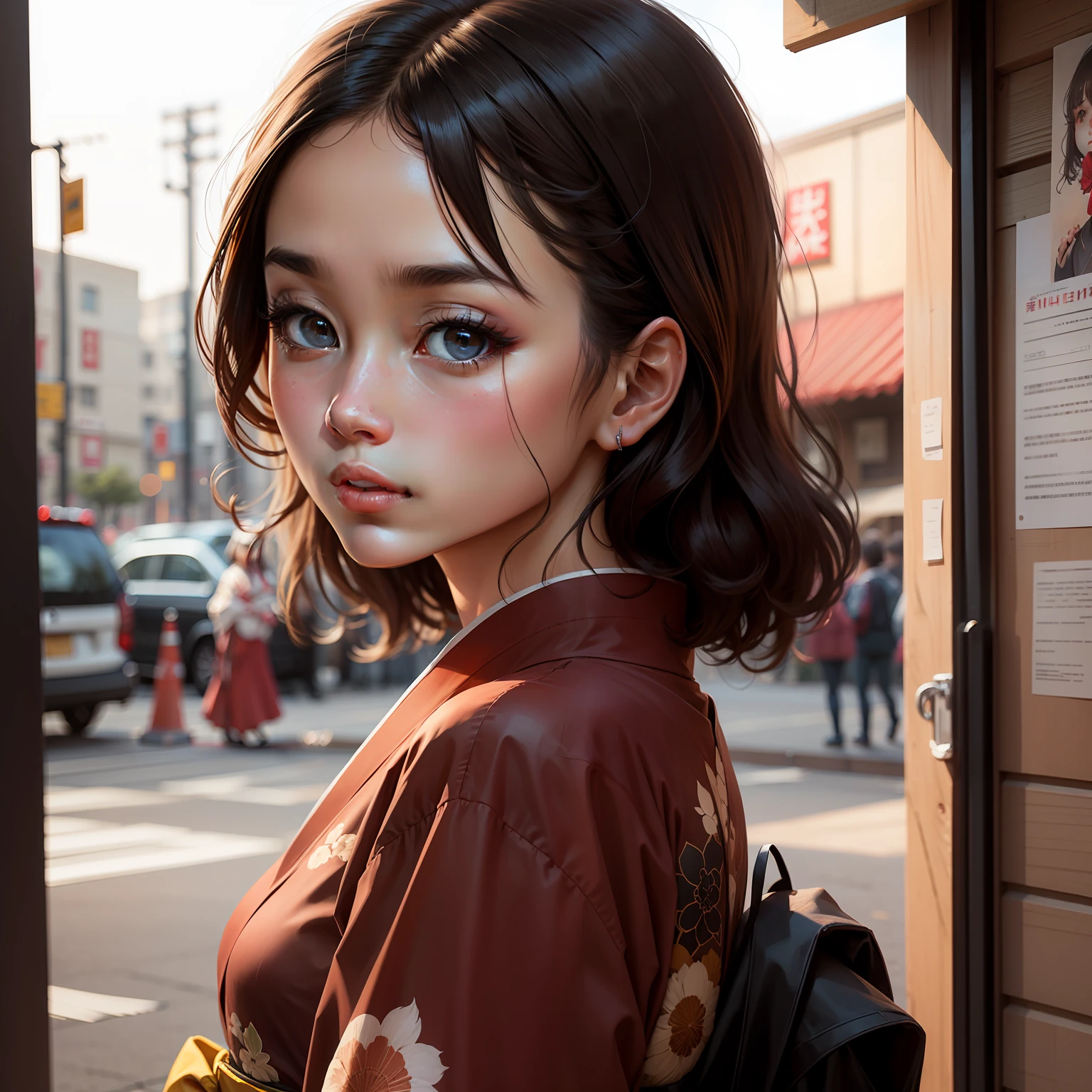 top-quality、​masterpiece、(Realism:1.2)、女の子 1 人、A dark-haired、Black eyes、frontage、A detailed face、beautidful eyes、wearing Japanese kimono --auto
