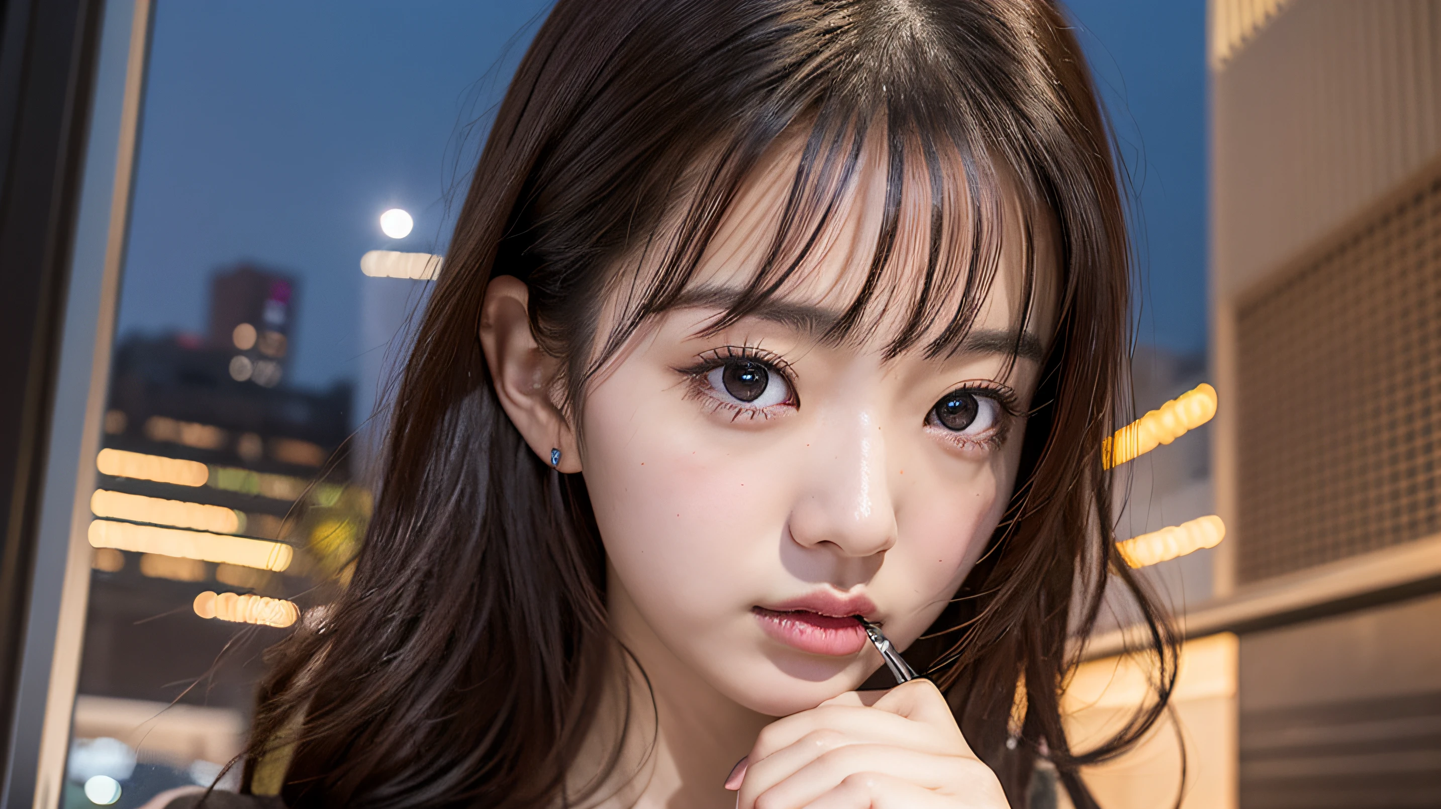 8K，10-year-old girls，brunette color hair，Elaborate Eyes，二重まぶた，Exquisite facial features，Delicate skin texture，Slightly arched breasts，at centre